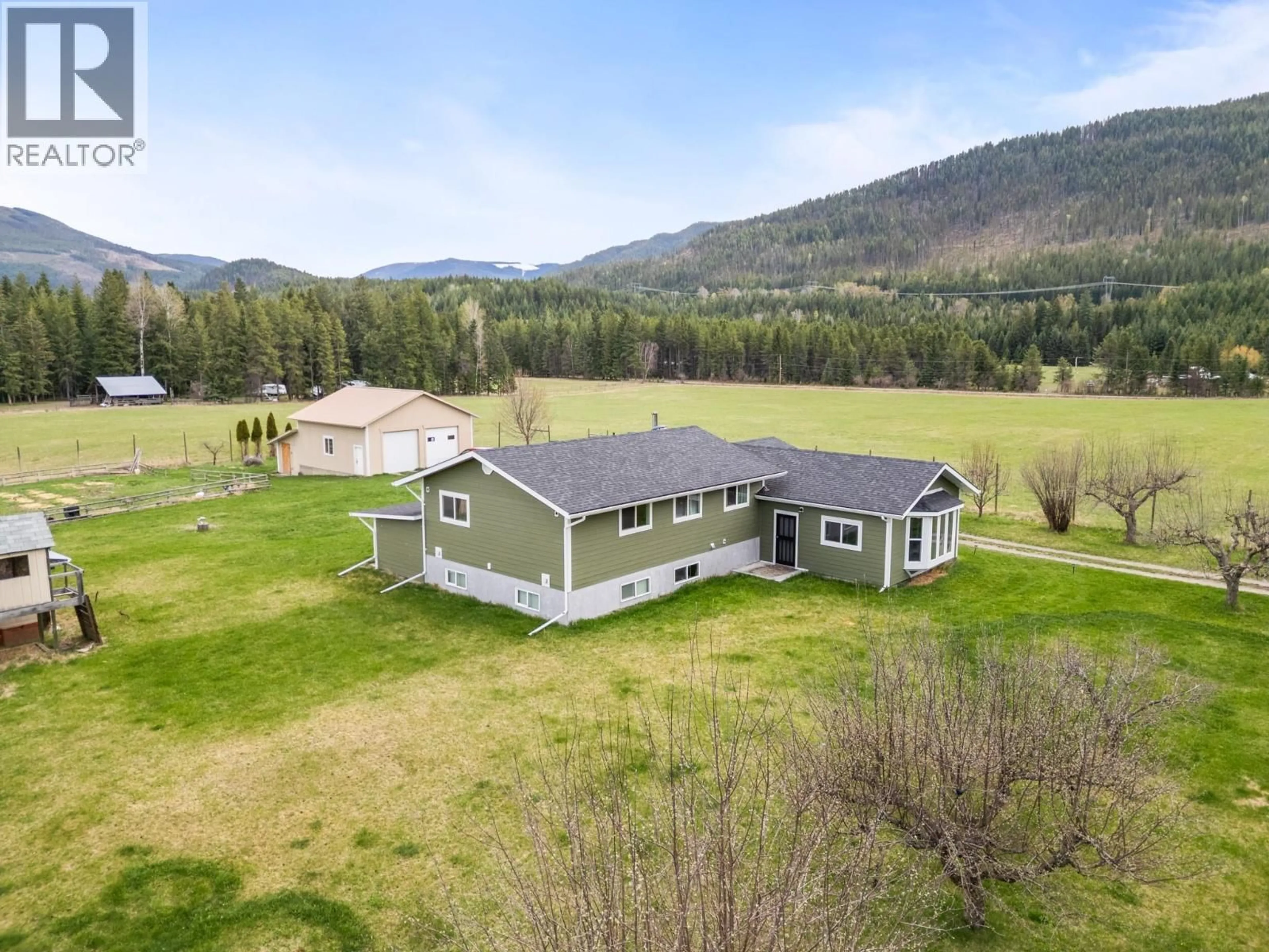 A pic from outside/outdoor area/front of a property/back of a property/a pic from drone, mountain view for 59 BEAVEN ROAD, Cherryville British Columbia V0E2G3
