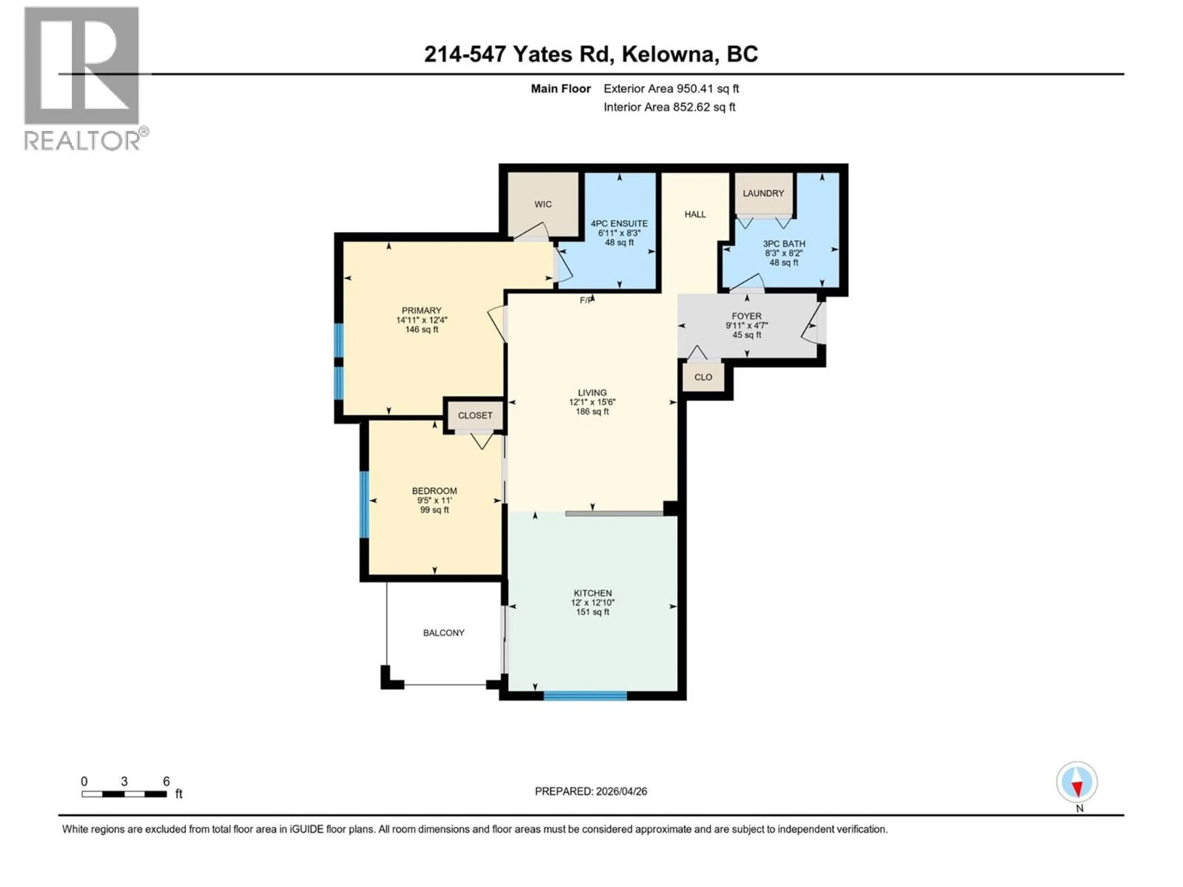 Floor plan for 214 - 547 YATES ROAD, Kelowna British Columbia V1V2T9