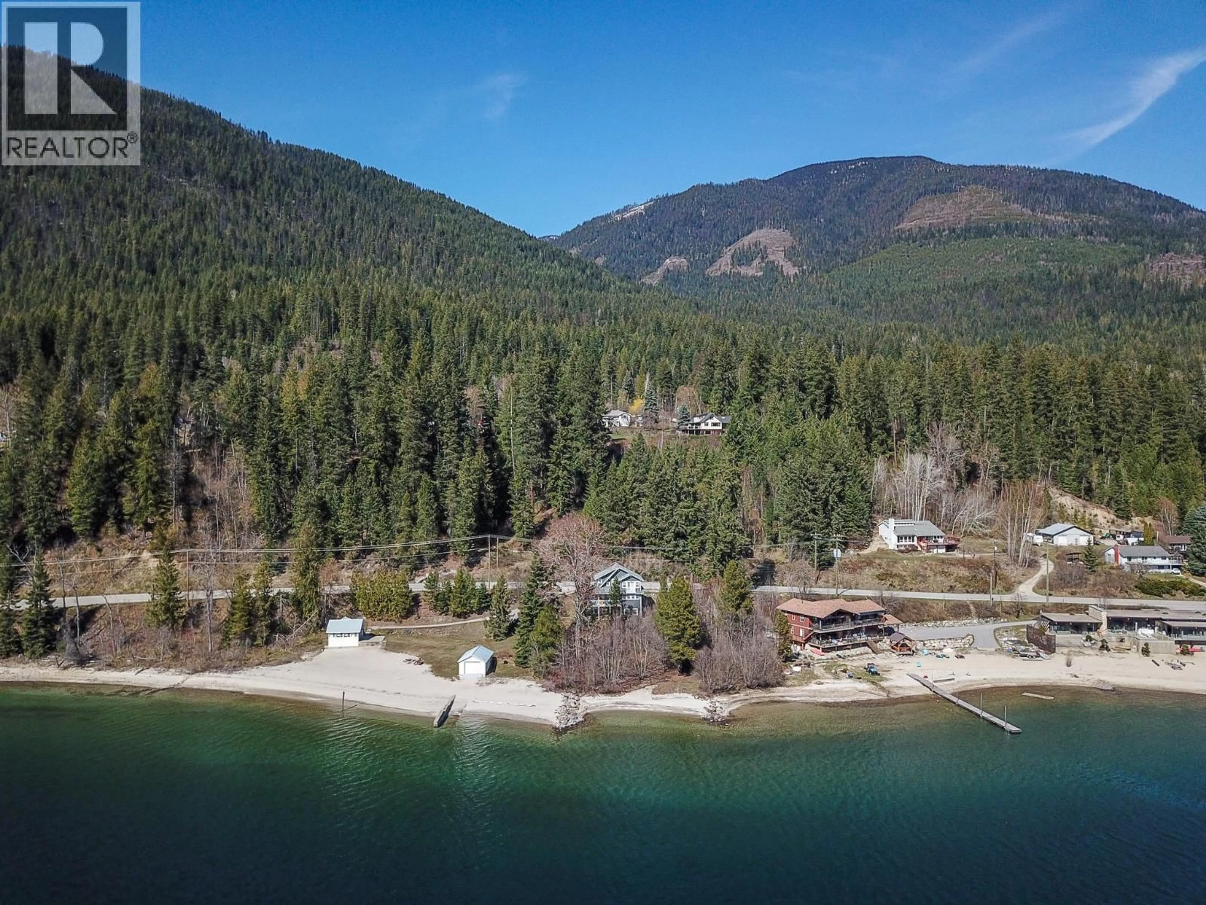 A pic from outside/outdoor area/front of a property/back of a property/a pic from drone, water/lake/river/ocean view for 5916 HIGHWAY 3A HIGHWAY, Balfour British Columbia V2Y1M2