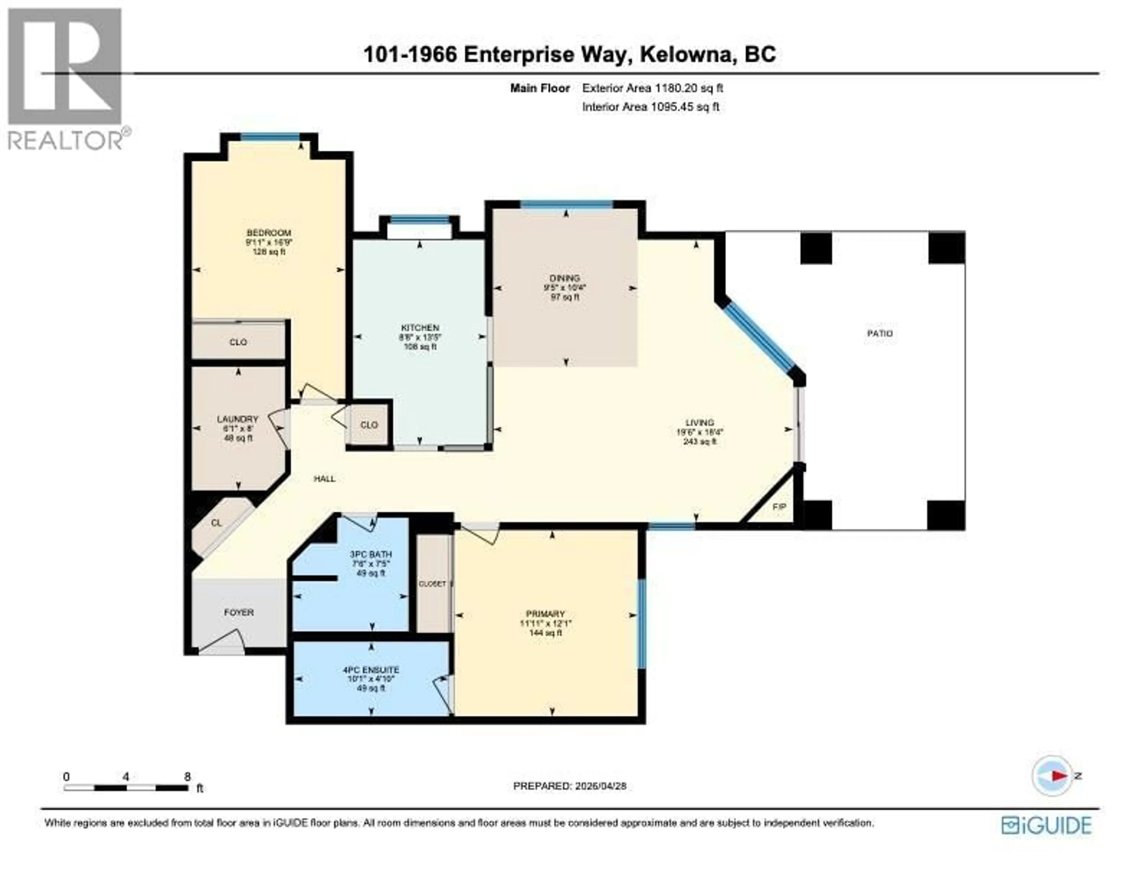 Floor plan for 101 - 1966 ENTERPRISE WAY, Kelowna British Columbia V1Y9S8