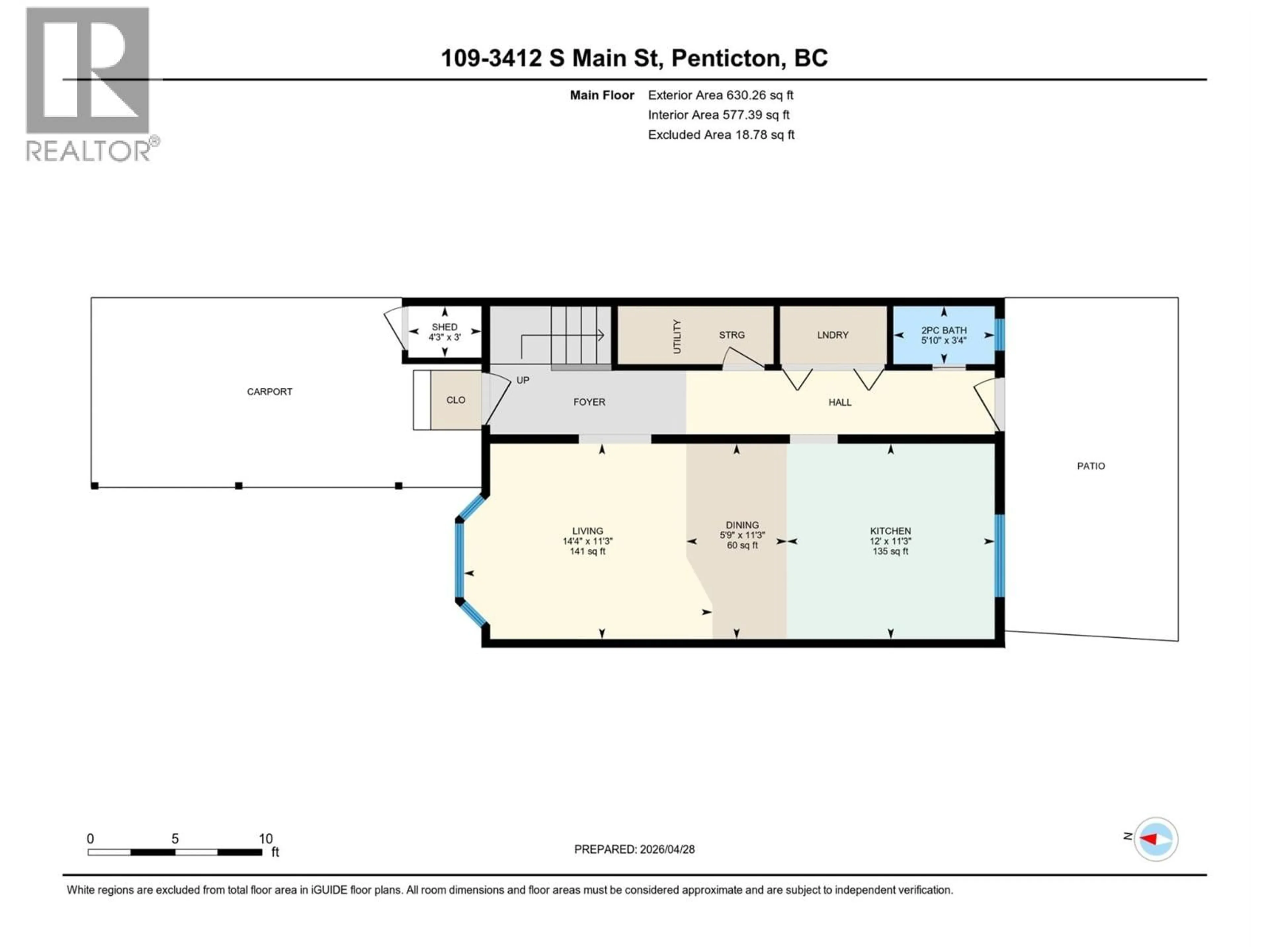 Floor plan for 109 - 3412 SOUTH MAIN STREET, Penticton British Columbia V2A5J6