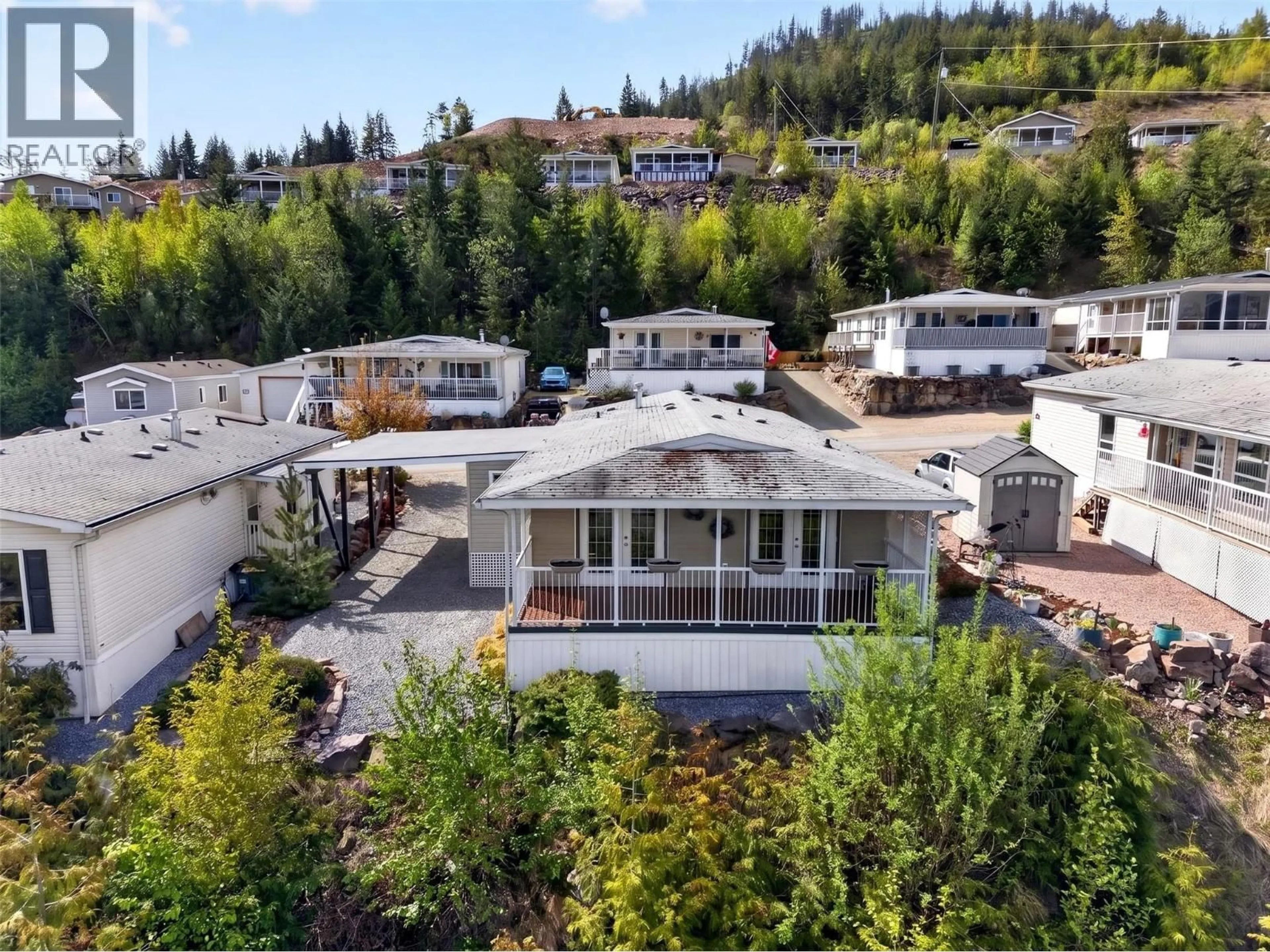 A pic from outside/outdoor area/front of a property/back of a property/a pic from drone, mountain view for 23 - 1885 TAPPEN NOTCH HILL ROAD, Tappen British Columbia V0E2X0