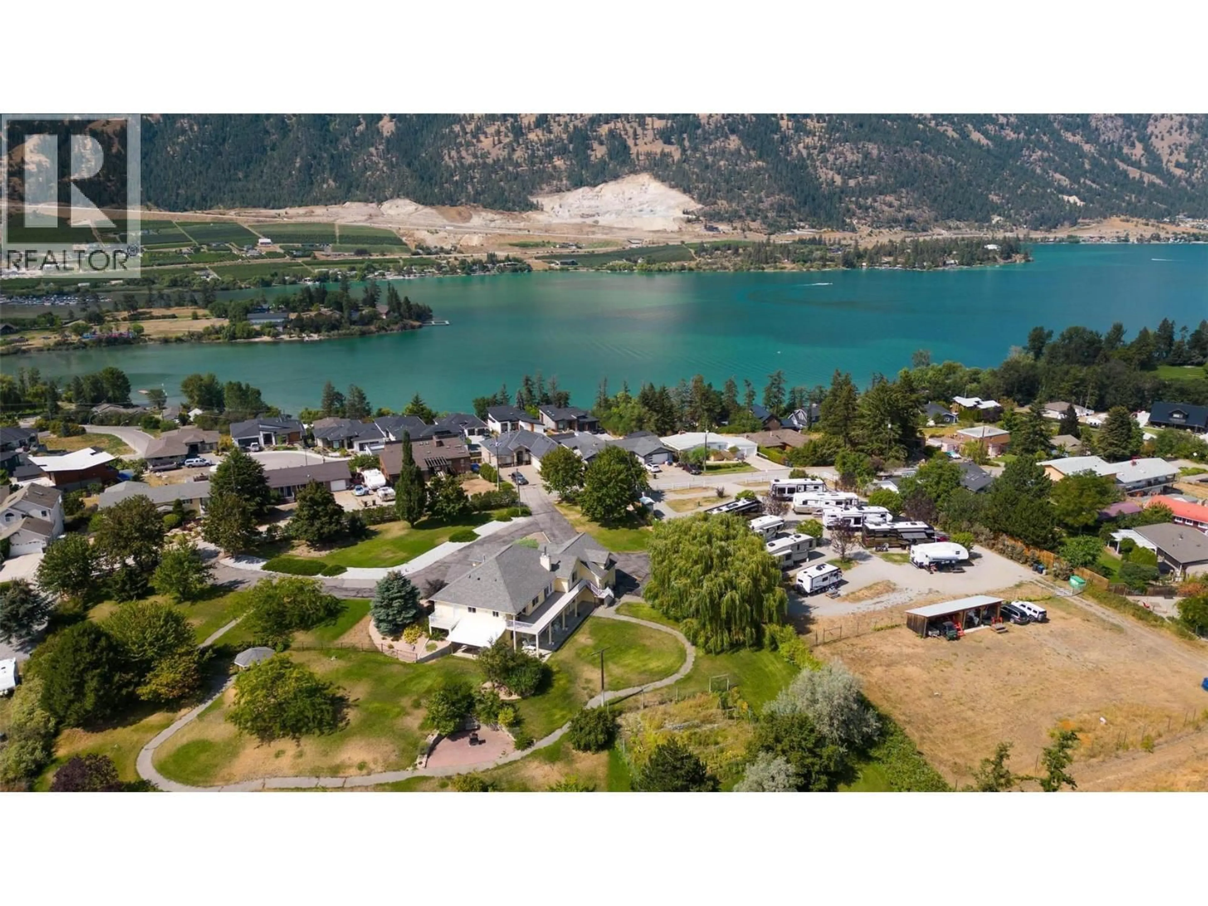 A pic from outside/outdoor area/front of a property/back of a property/a pic from drone, water/lake/river/ocean view for 15829 GREENHOW ROAD, Lake Country British Columbia V4V2E6