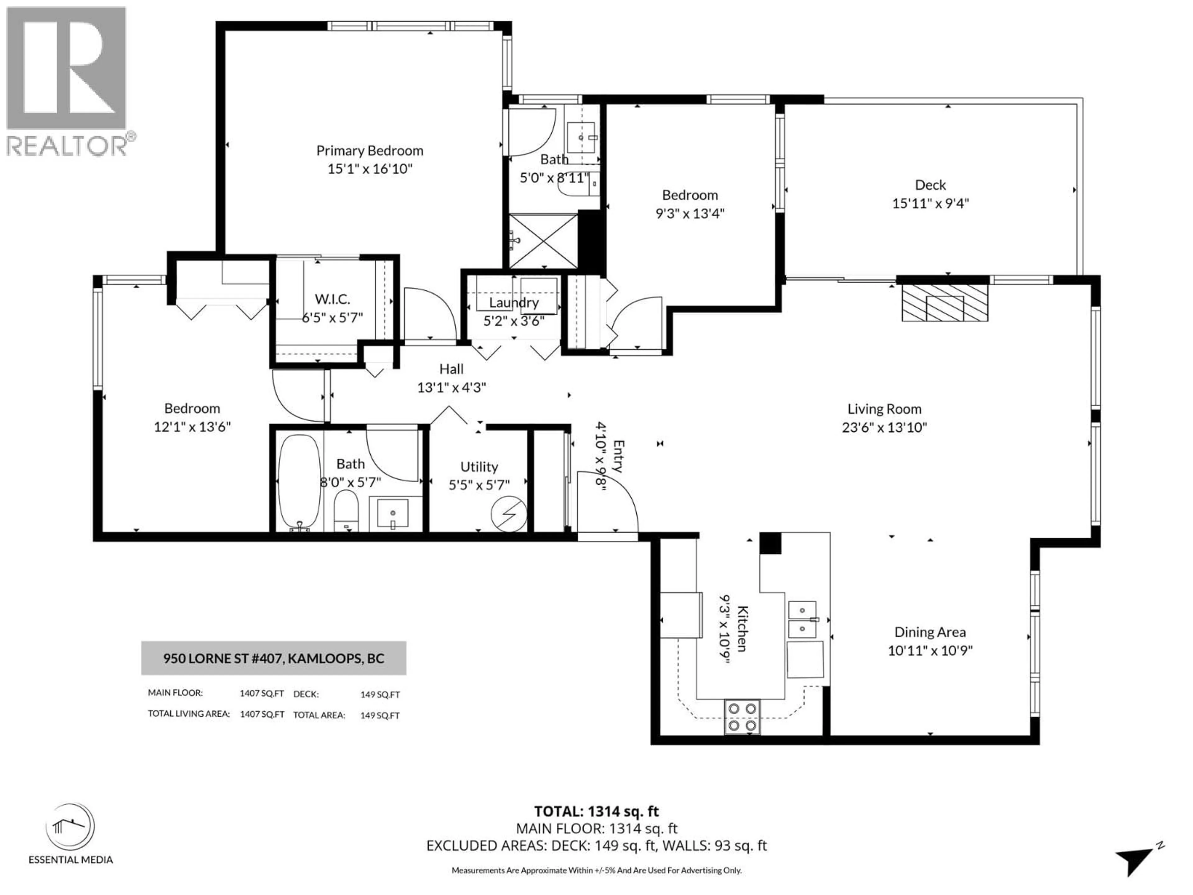 Floor plan for 407 - 950 LORNE STREET, Kamloops British Columbia V2C1W9