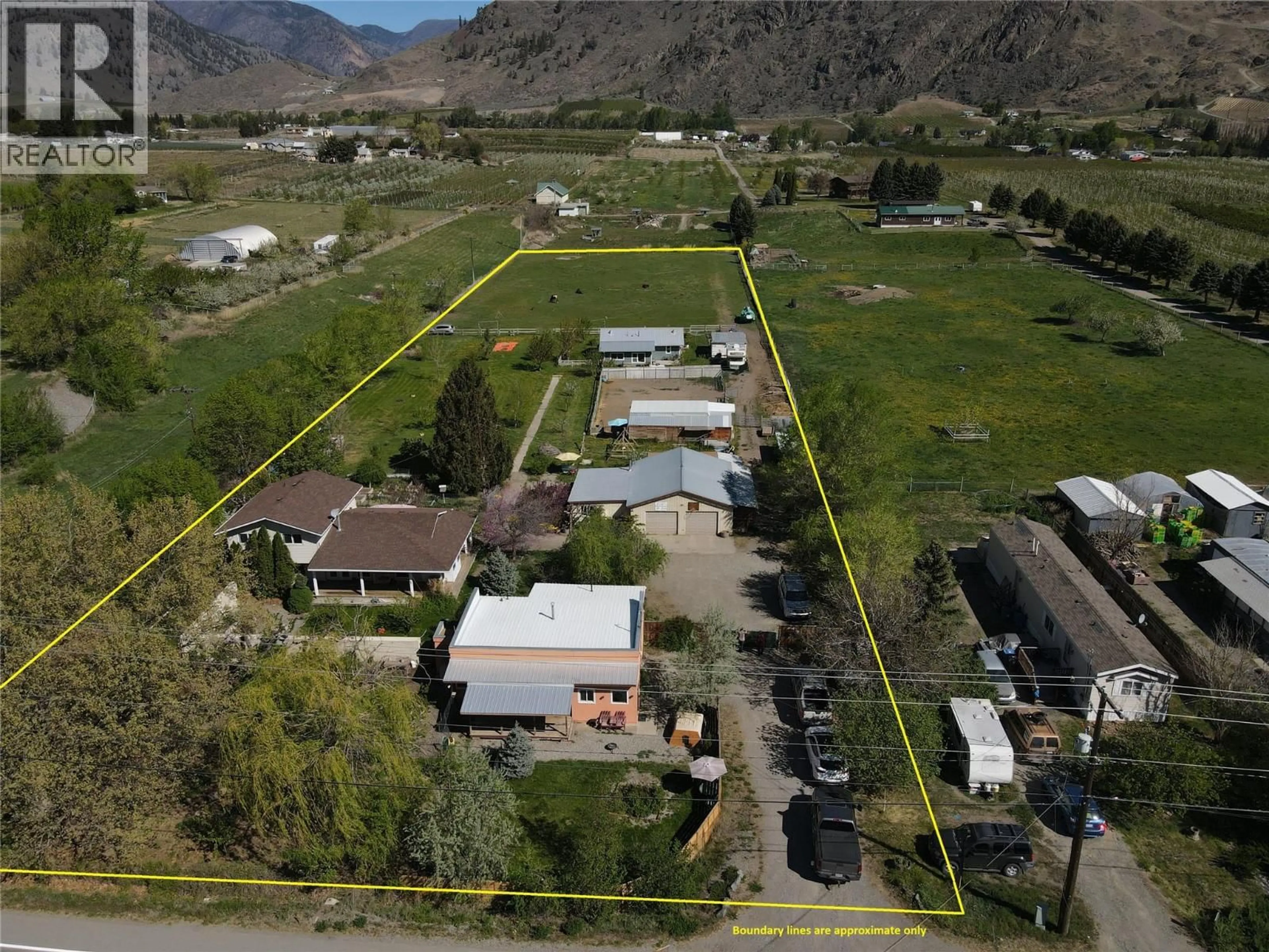 A pic from outside/outdoor area/front of a property/back of a property/a pic from drone, mountain view for 2626 HIGHWAY 3 OTHER, Keremeos British Columbia V0X1N5