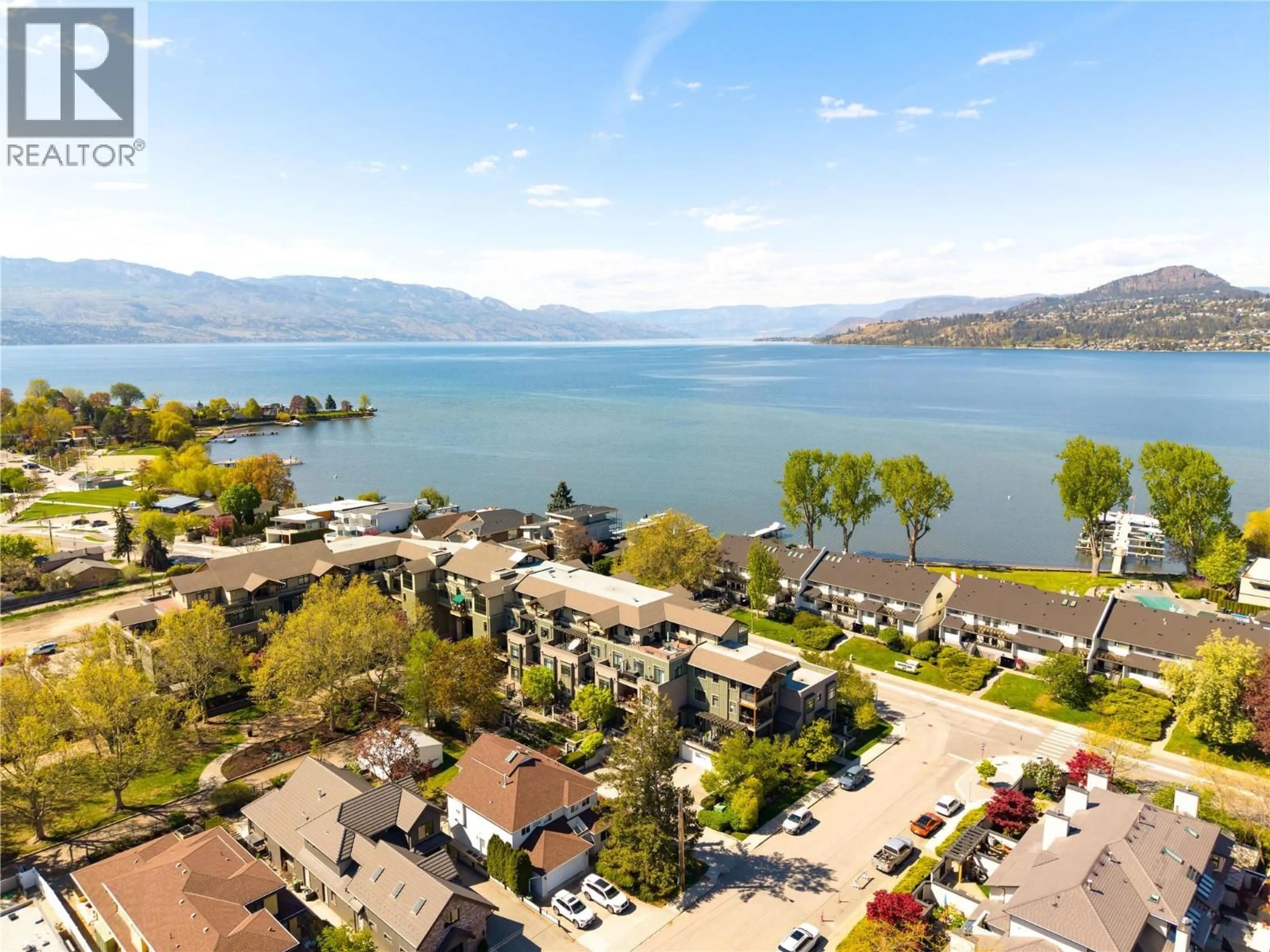 A pic from outside/outdoor area/front of a property/back of a property/a pic from drone, water/lake/river/ocean view for 116 - 2901 ABBOTT STREET, Kelowna British Columbia V1Y1G7
