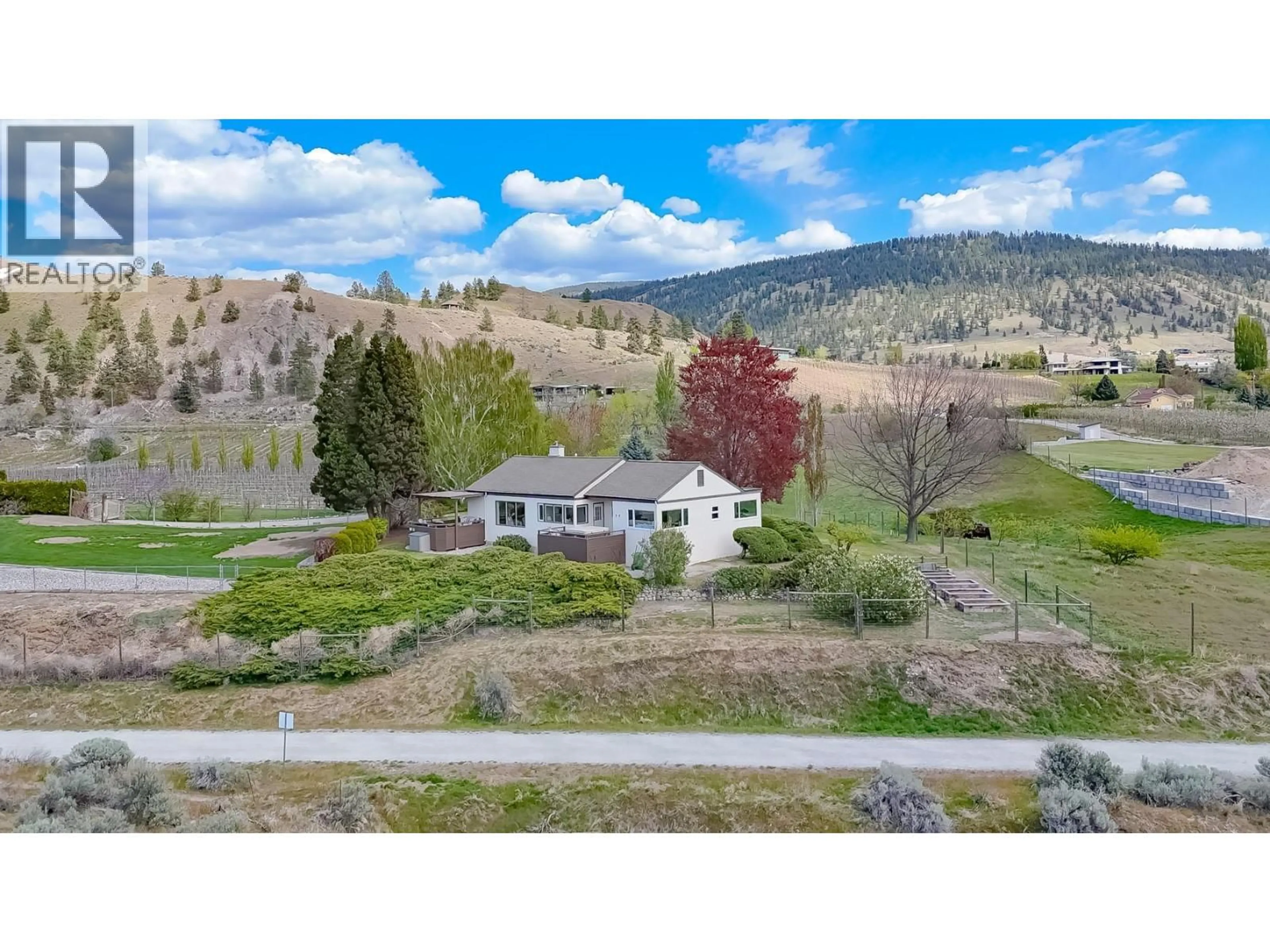 A pic from outside/outdoor area/front of a property/back of a property/a pic from drone, mountain view for 465 LOWER BENCH ROAD, Penticton British Columbia V2A8V4