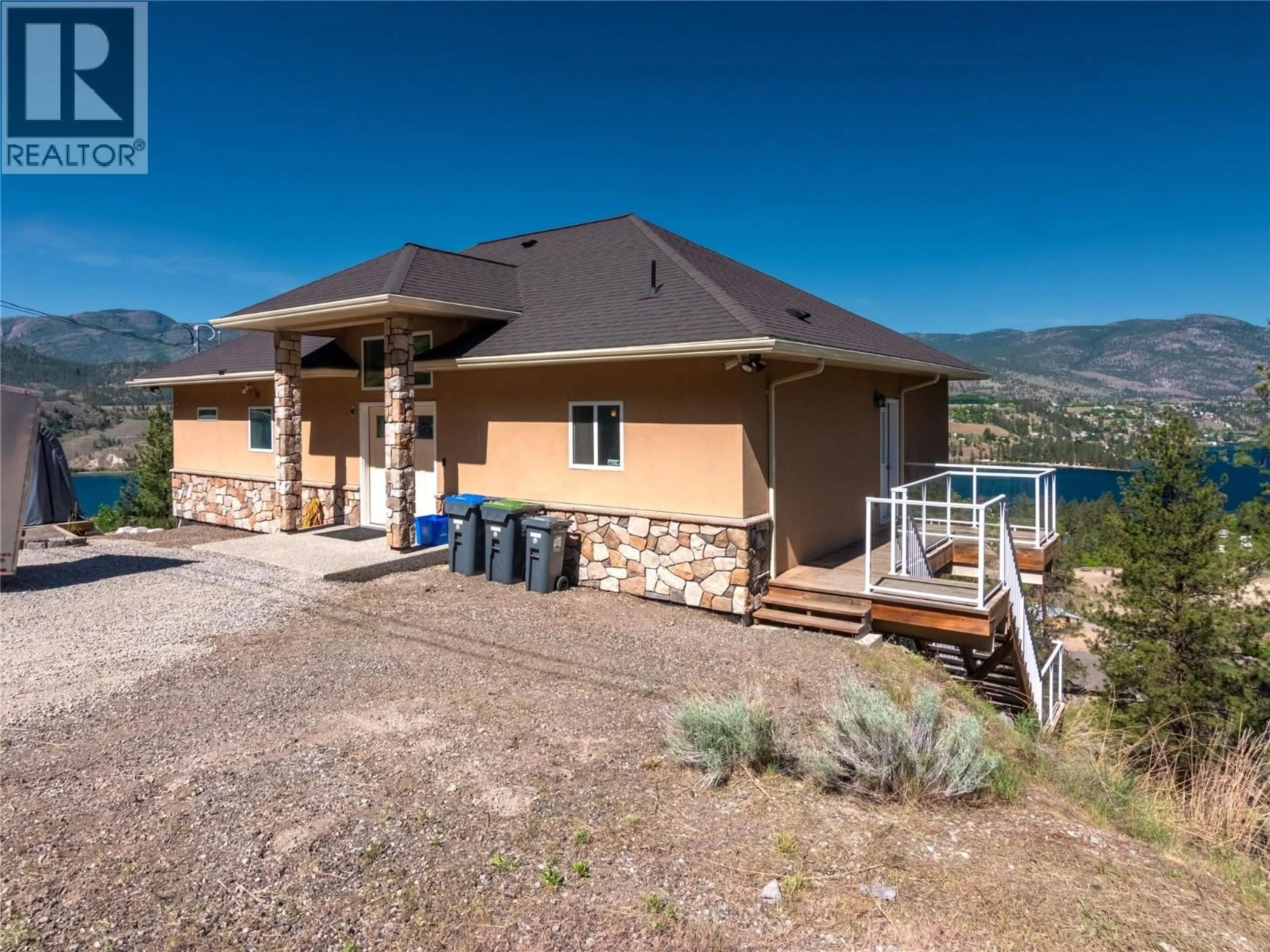 A pic from outside/outdoor area/front of a property/back of a property/a pic from drone, water/lake/river/ocean view for 182 RACETTE WAY, Okanagan Falls British Columbia V0H1R5