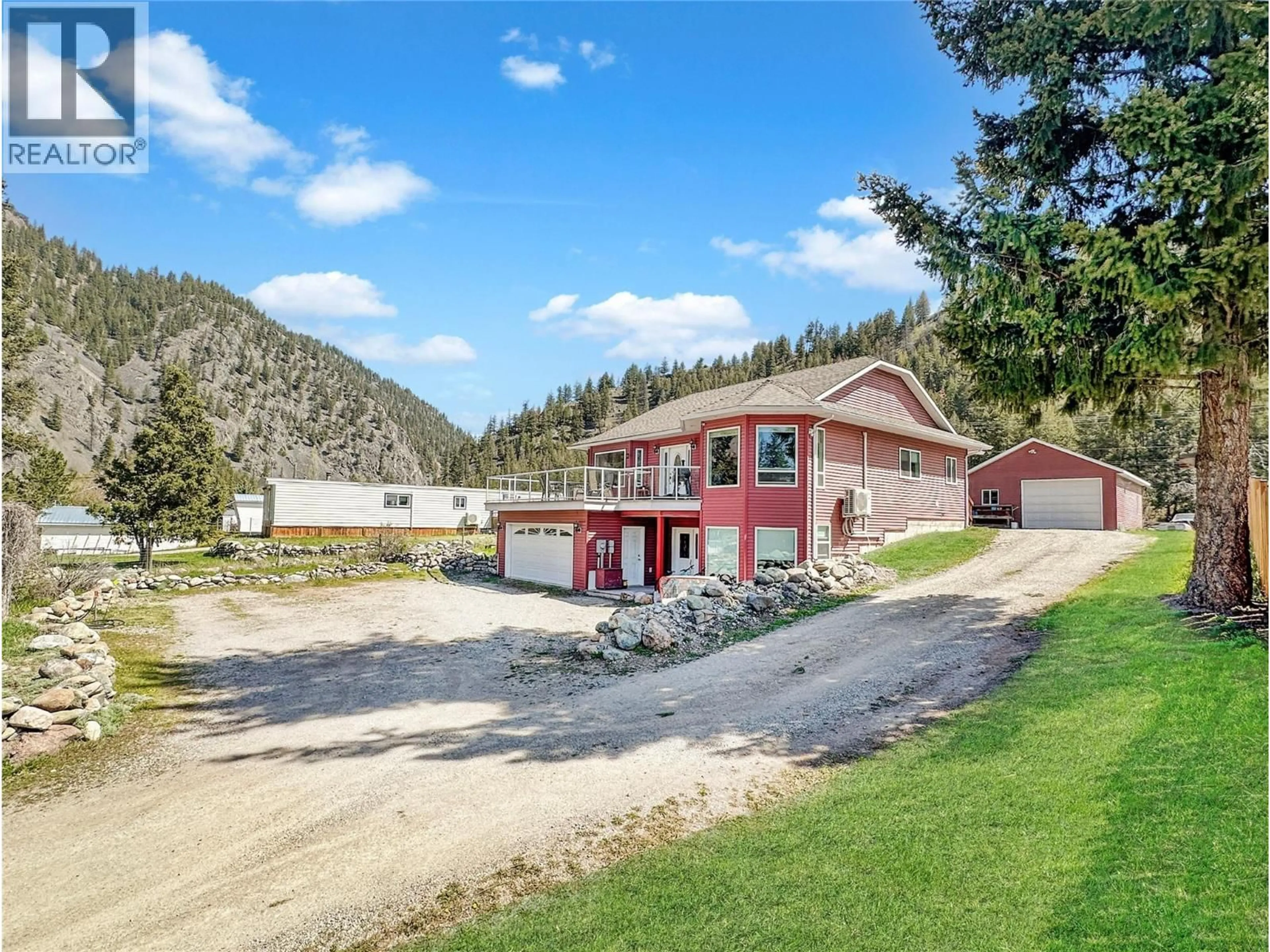 A pic from outside/outdoor area/front of a property/back of a property/a pic from drone, mountain view for 529 DAGUR WAY, Princeton British Columbia V0X1W0