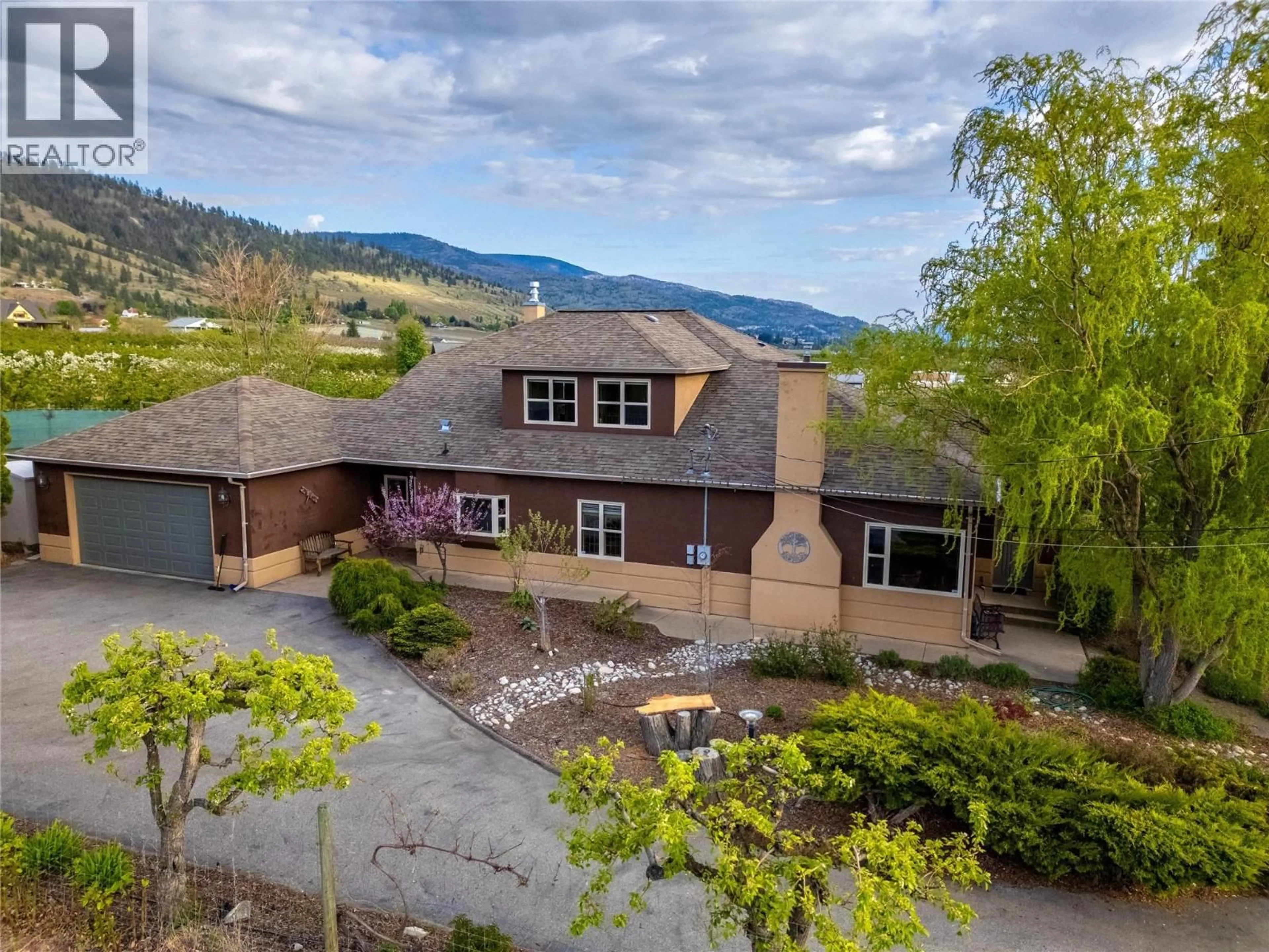 A pic from outside/outdoor area/front of a property/back of a property/a pic from drone, mountain view for 350 MIDDLE BENCH ROAD, Penticton British Columbia V2A8S5