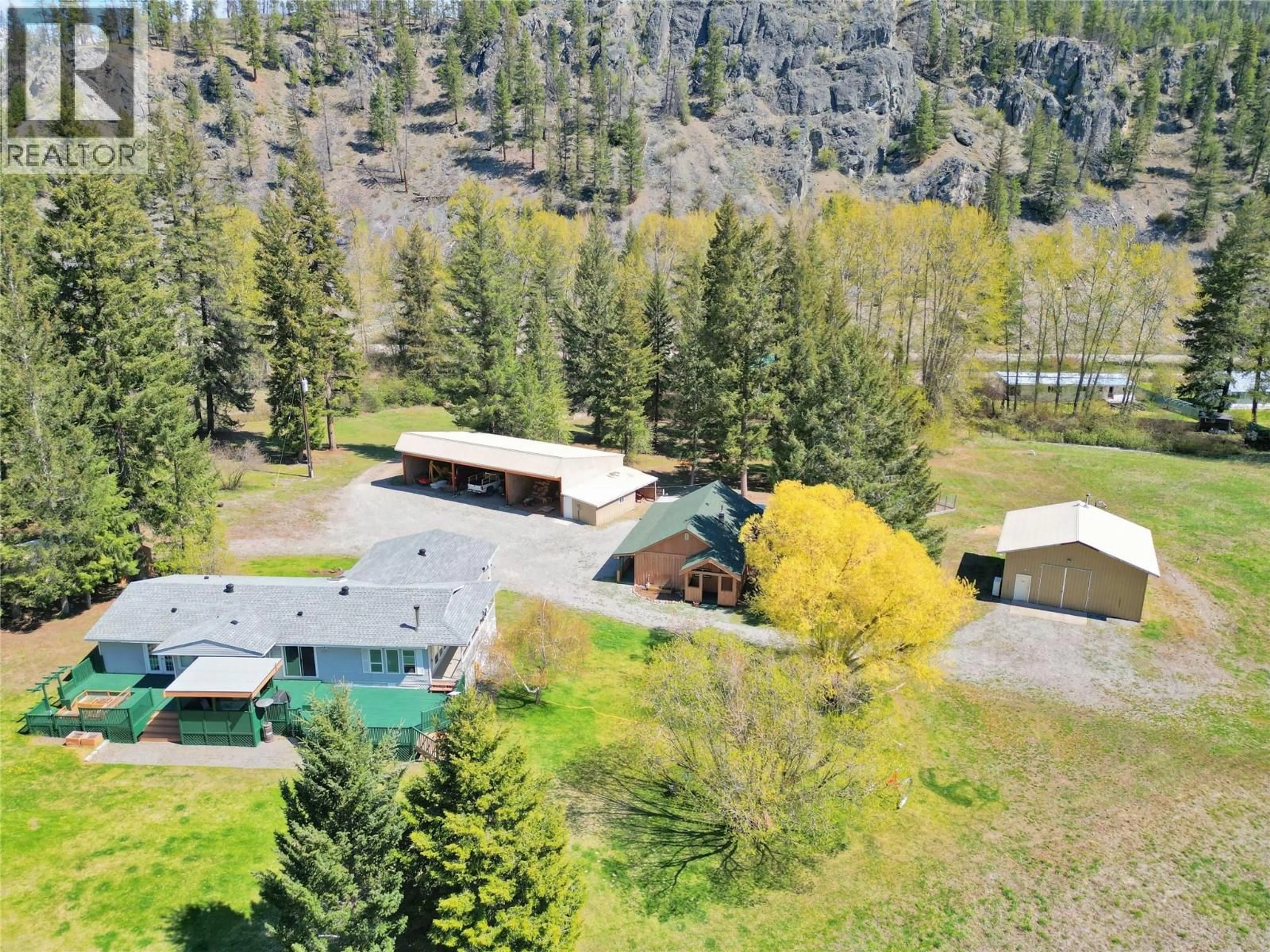 A pic from outside/outdoor area/front of a property/back of a property/a pic from drone, mountain view for 1094 HIGHWAY 5A OTHER, Princeton British Columbia V0X1W0