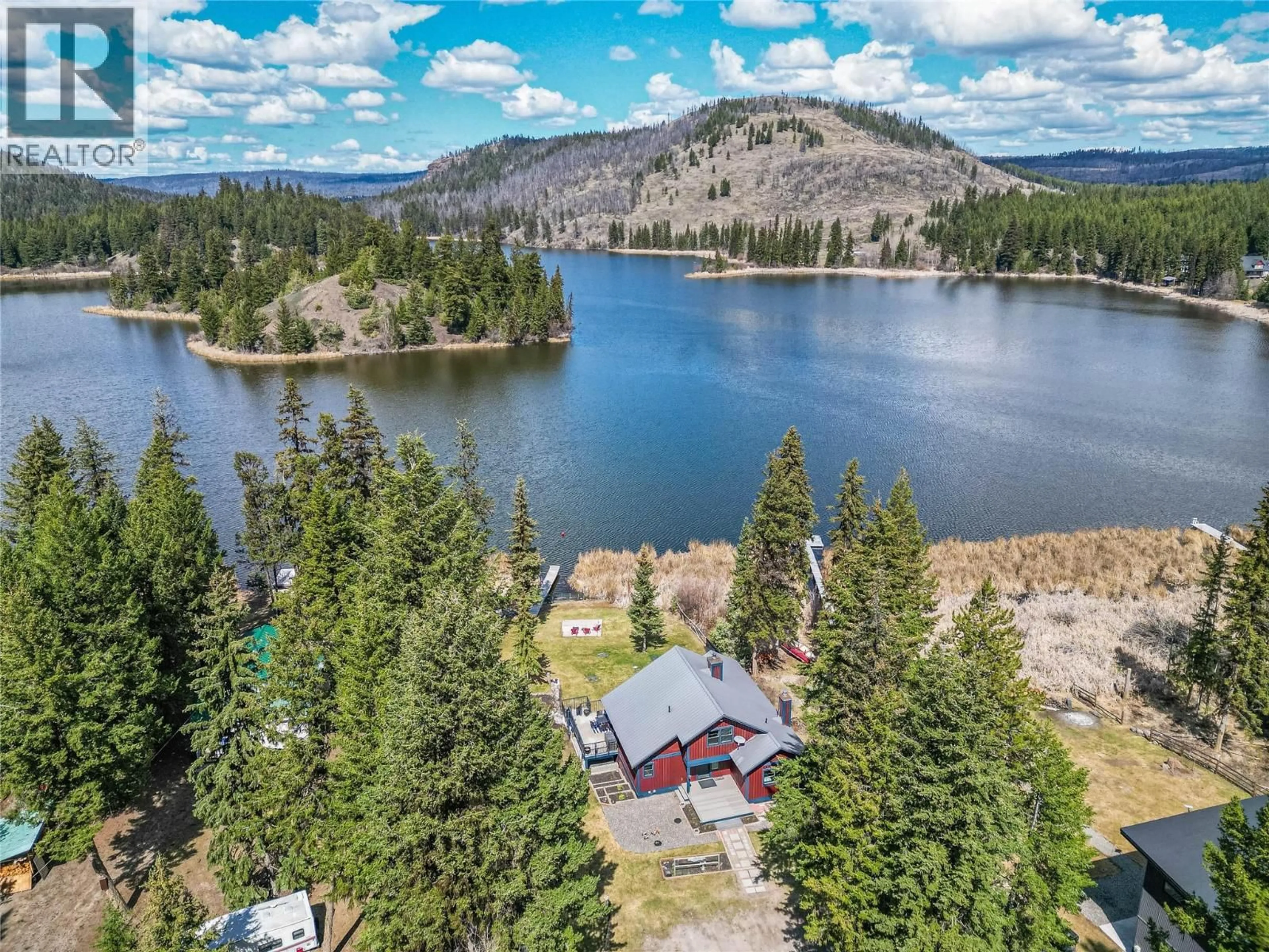 A pic from outside/outdoor area/front of a property/back of a property/a pic from drone, water/lake/river/ocean view for 3461 RED LAKE DRIVE, Kamloops British Columbia V0K2J0