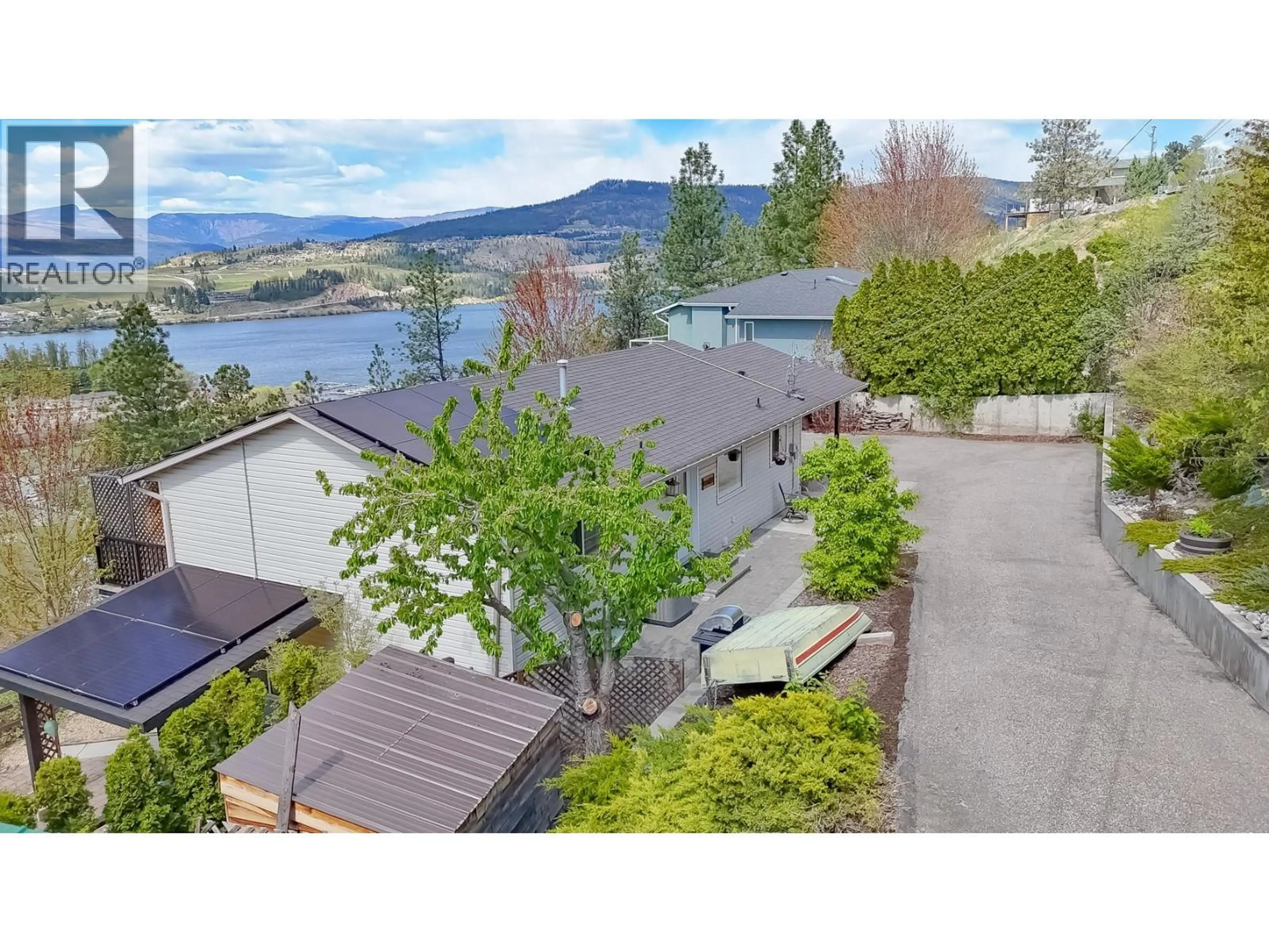 A pic from outside/outdoor area/front of a property/back of a property/a pic from drone, water/lake/river/ocean view for 11420 DARLENE ROAD, Lake Country British Columbia V4V1Y4