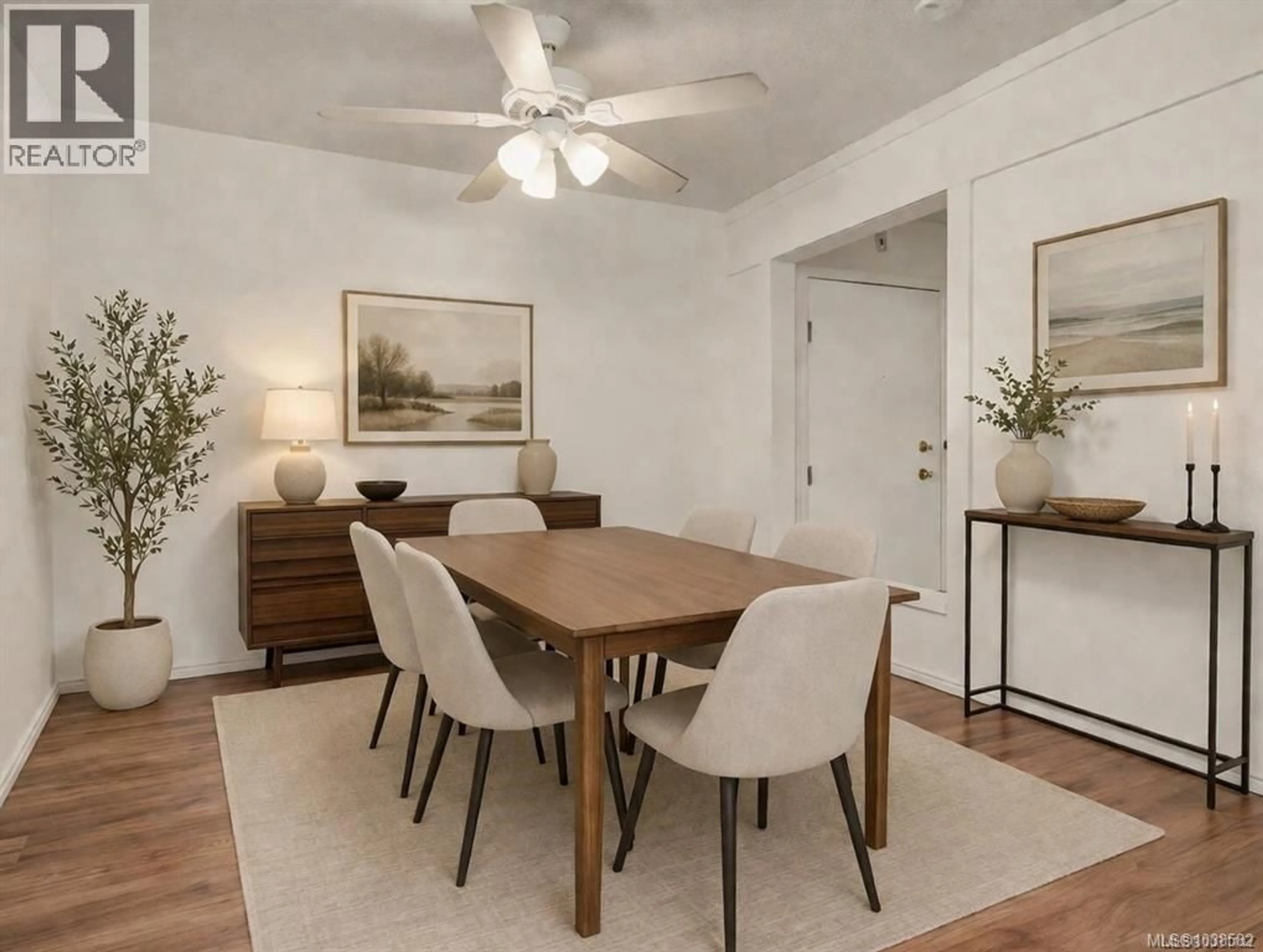 Dining room, wood/laminate floor for 302 - 1005 MCKENZIE AVENUE, Saanich British Columbia V8X4A9