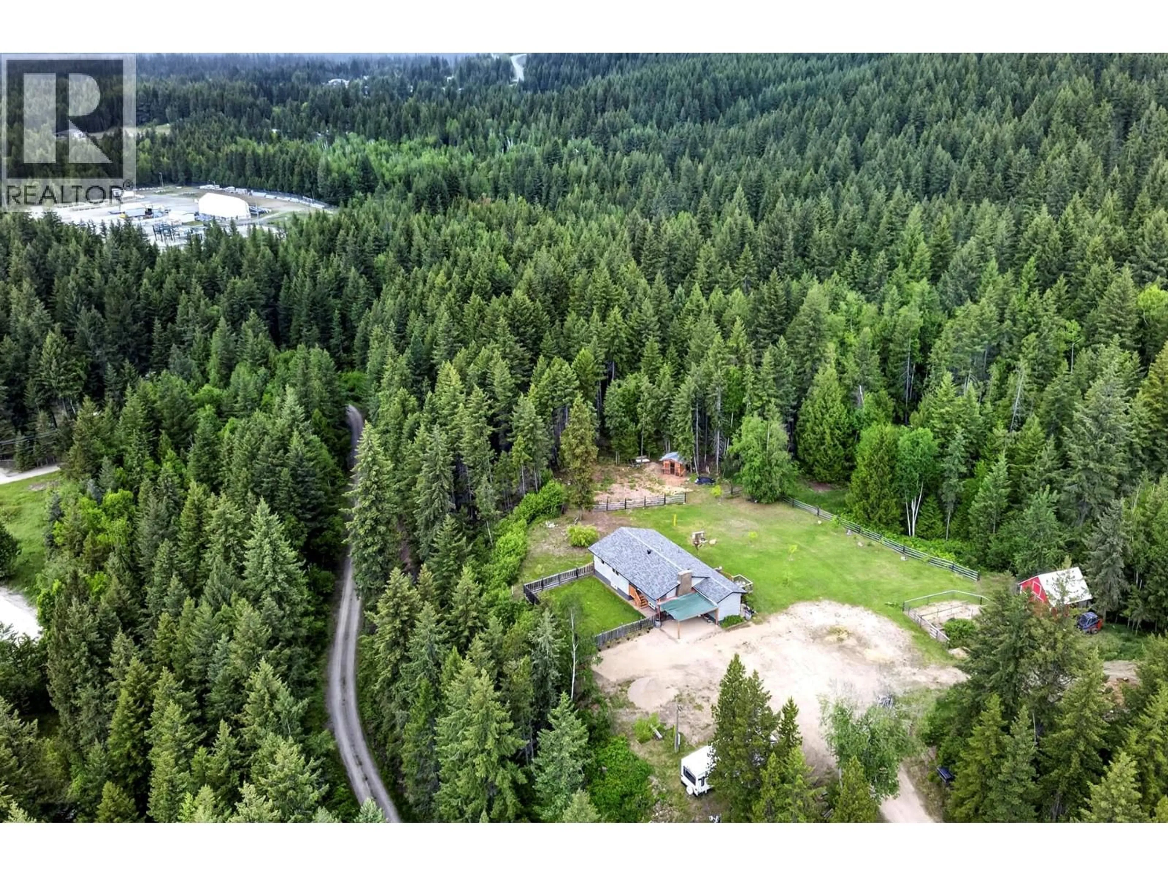 A pic from outside/outdoor area/front of a property/back of a property/a pic from drone, forest/trees view for 366 JOYCE LANE, Clearwater British Columbia V0E1N1