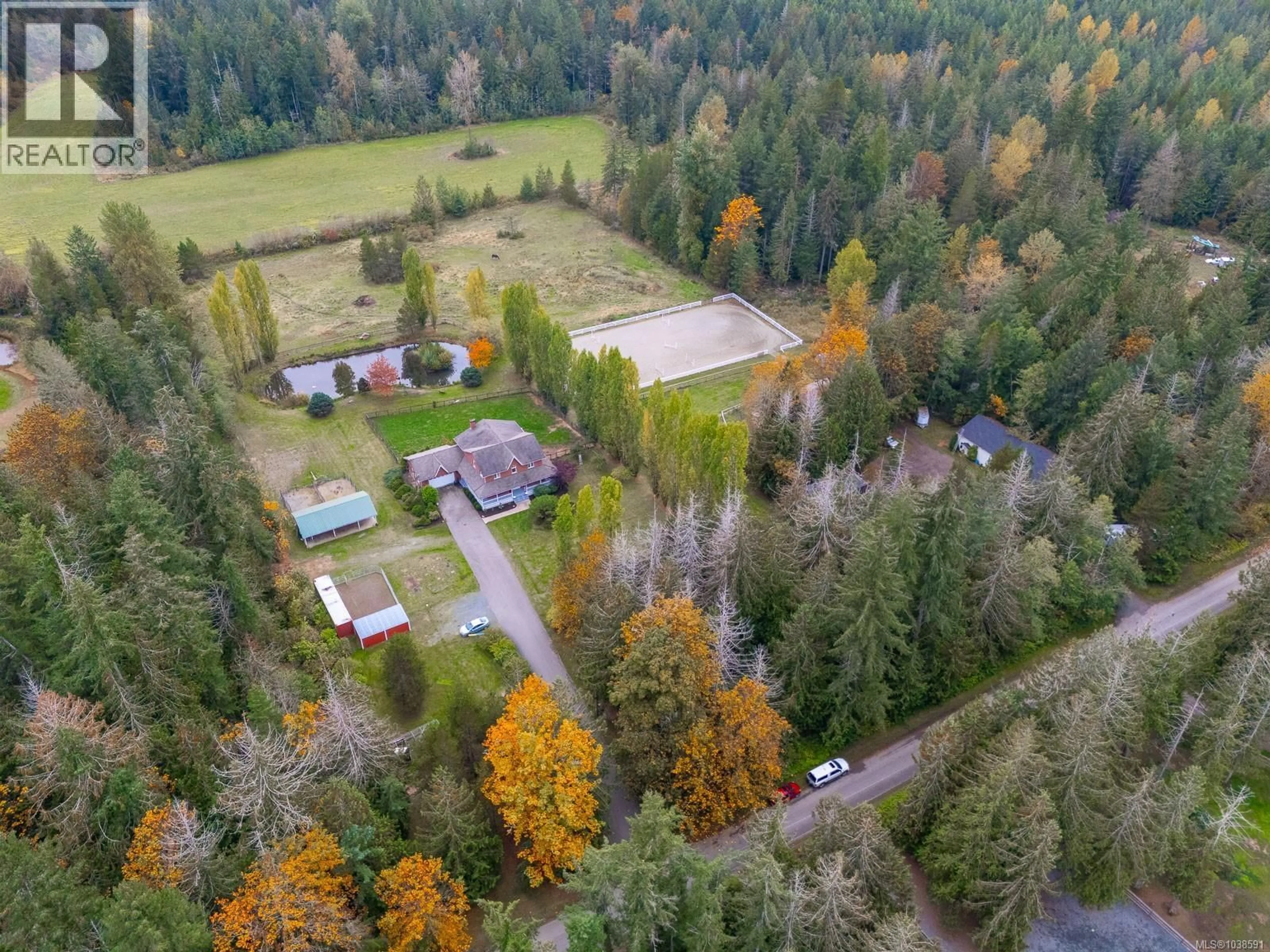 A pic from outside/outdoor area/front of a property/back of a property/a pic from drone, forest/trees view for 1920 FISHER ROAD, Errington British Columbia V0R1V0