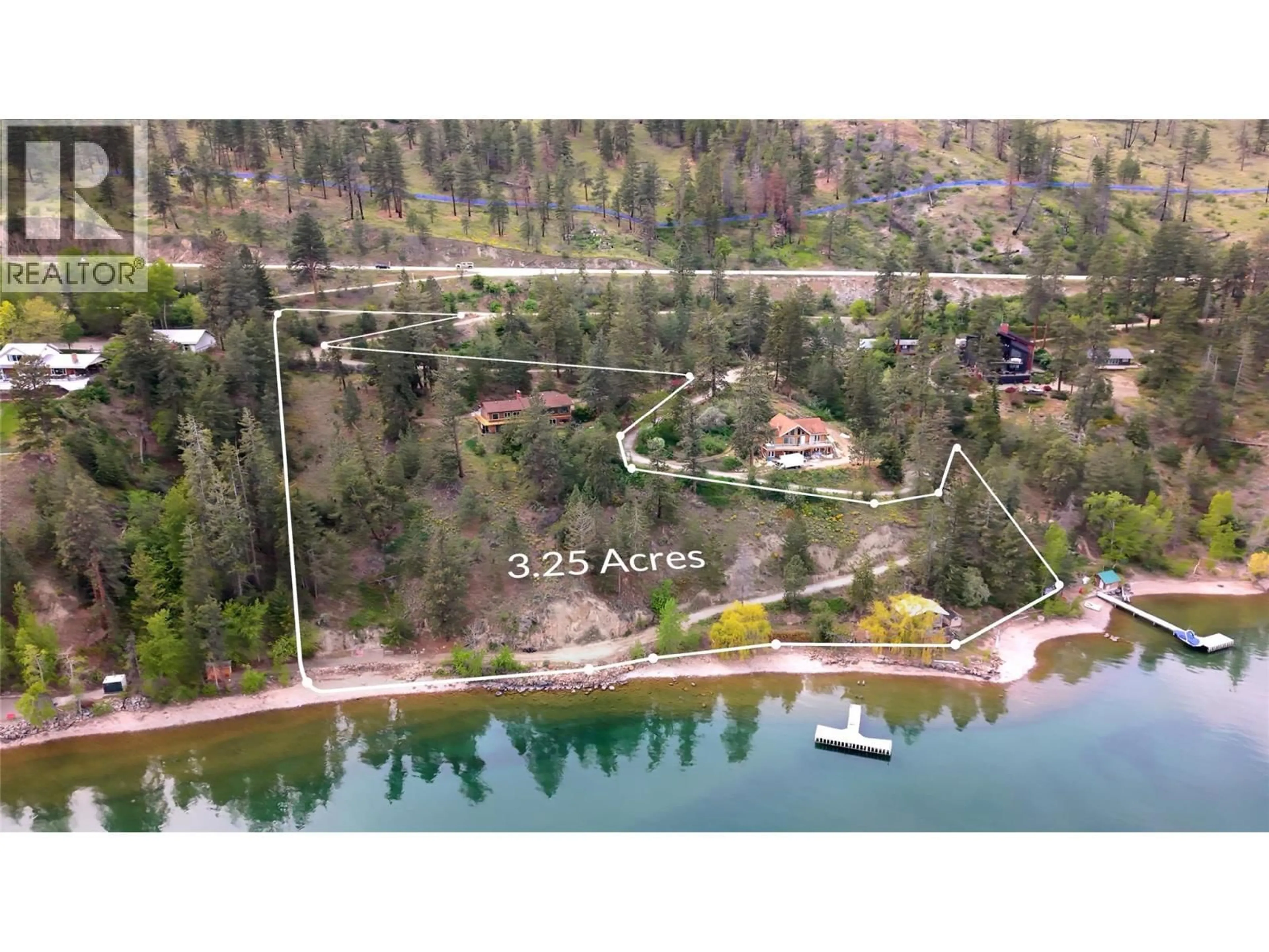 A pic from outside/outdoor area/front of a property/back of a property/a pic from drone, water/lake/river/ocean view for 7260 HIGHWAY 97 OTHER SOUTH, Peachland British Columbia V0H1X9