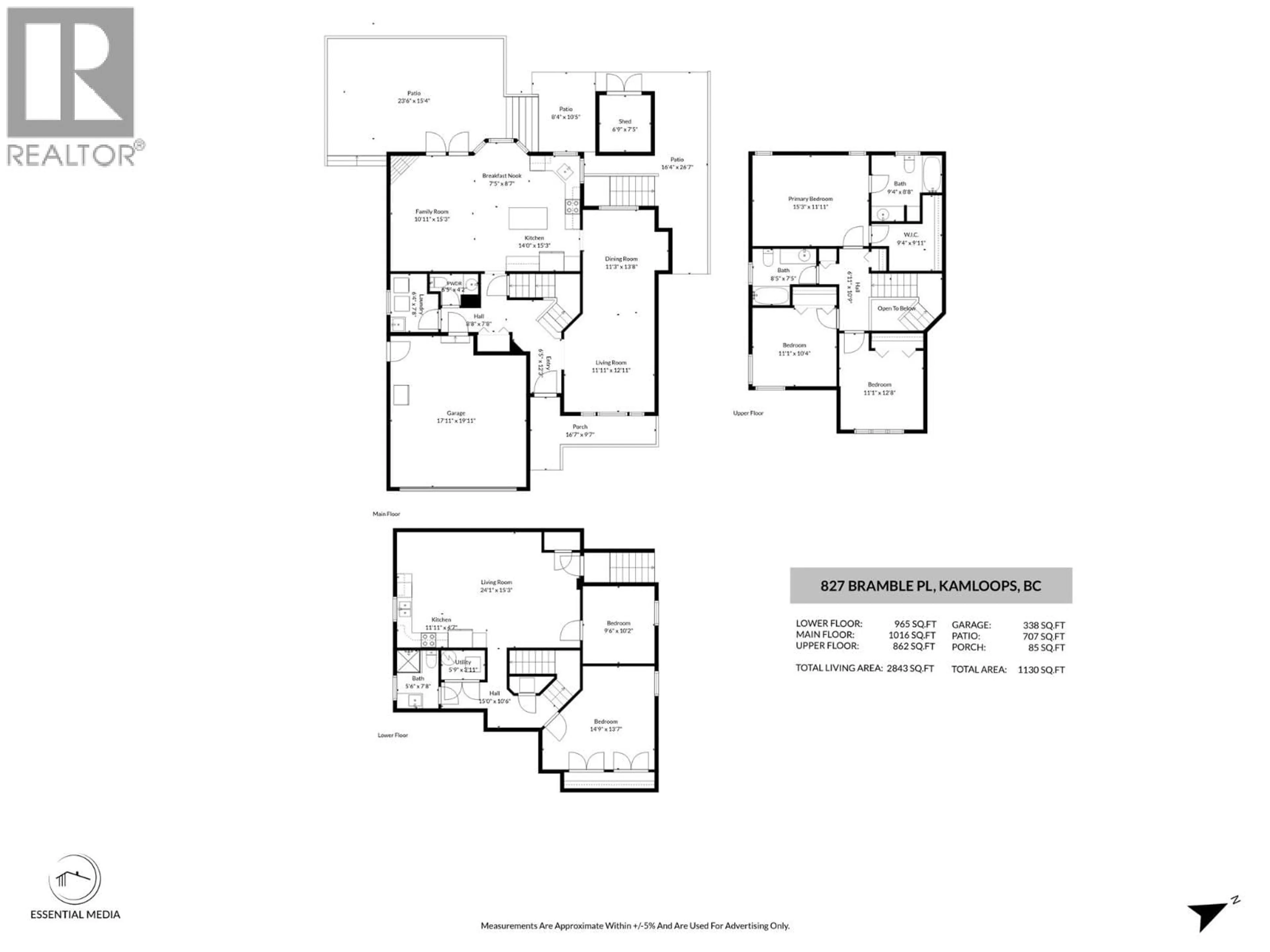 Floor plan for 827 BRAMBLE PLACE, Kamloops British Columbia V1S1Y6