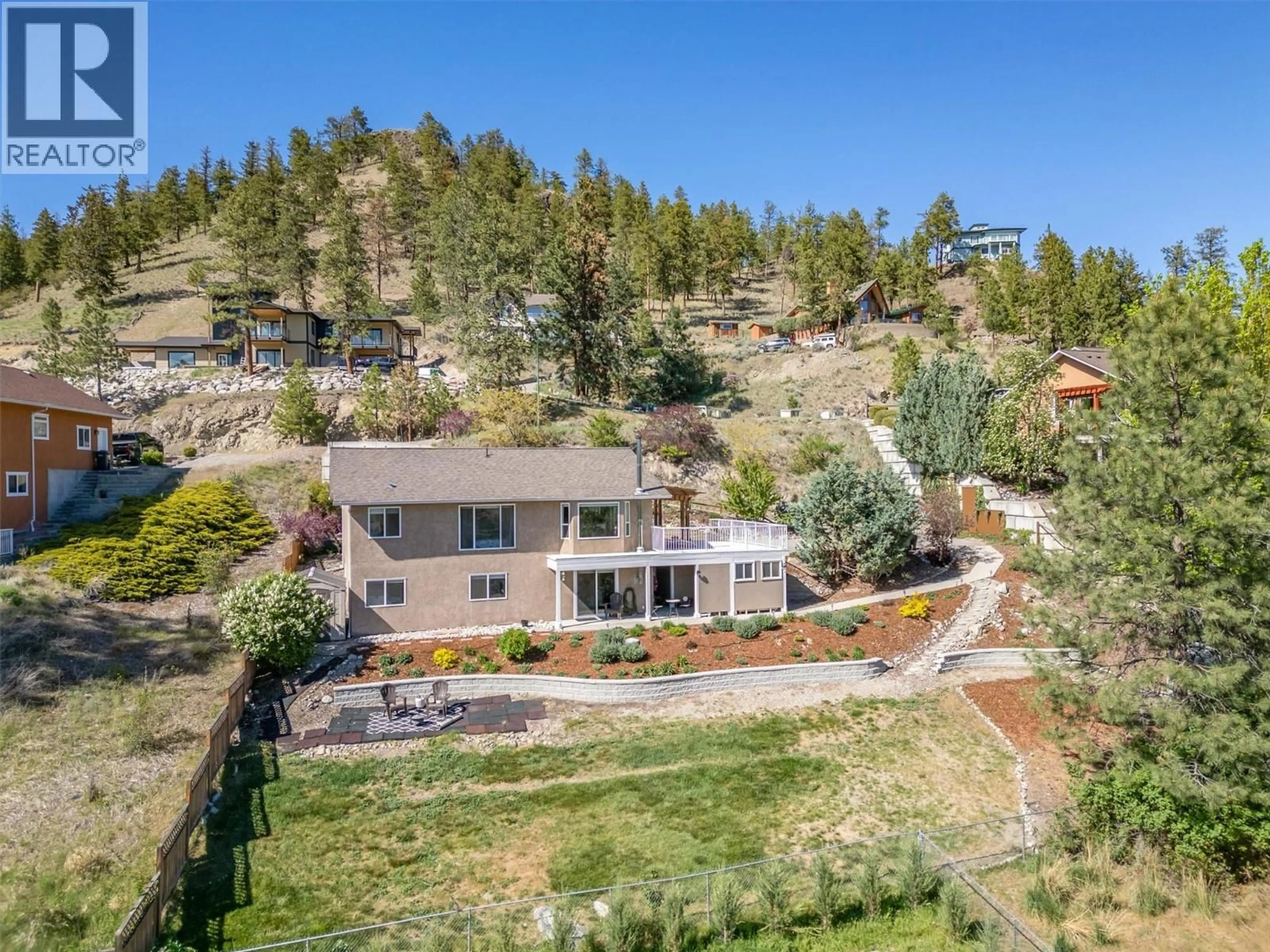 A pic from outside/outdoor area/front of a property/back of a property/a pic from drone, mountain view for 13424 HERMISTON DRIVE, Summerland British Columbia V0H1Z8