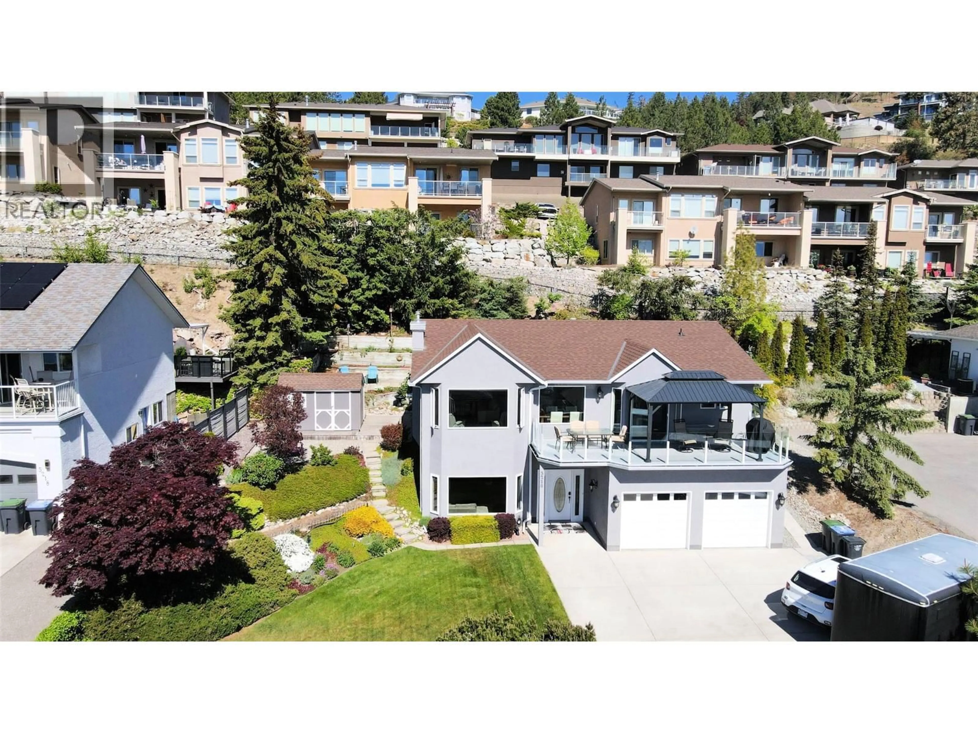 A pic from outside/outdoor area/front of a property/back of a property/a pic from drone, unknown for 5216 SUTHERLAND ROAD, Peachland British Columbia V0H1X2