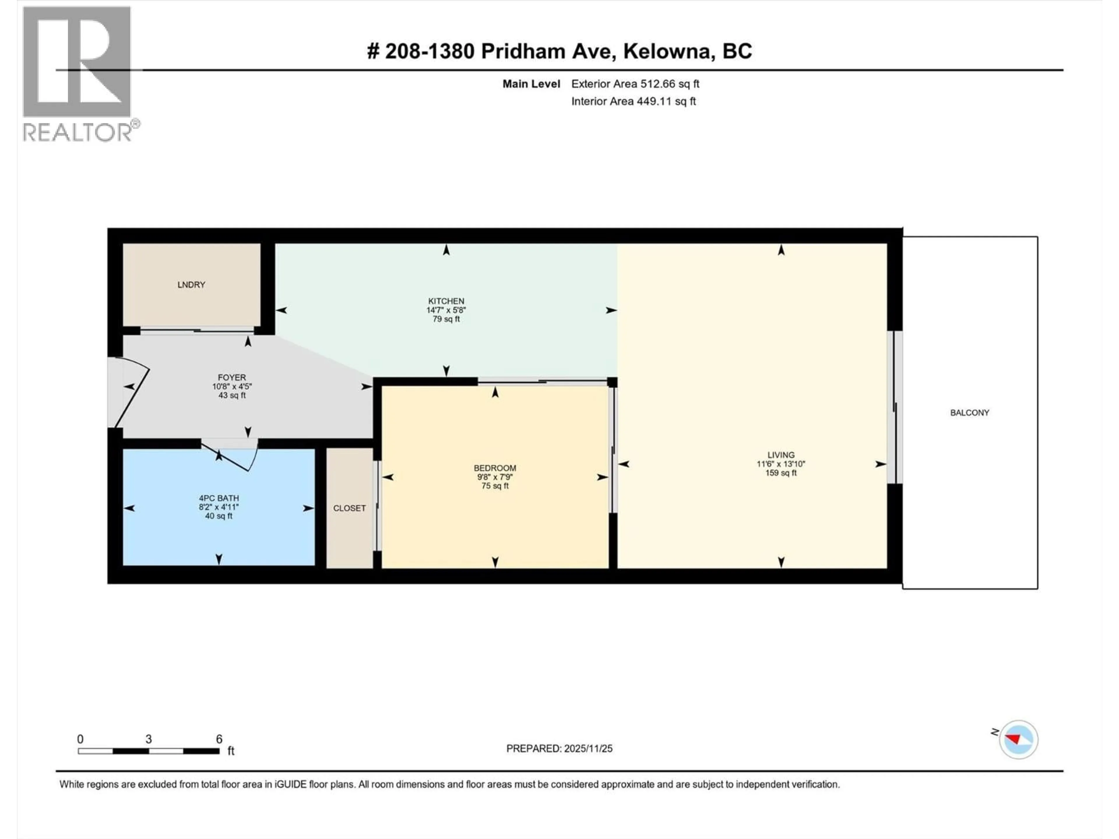 Floor plan for 208 - 1380 PRIDHAM AVENUE, Kelowna British Columbia V1Y0P7