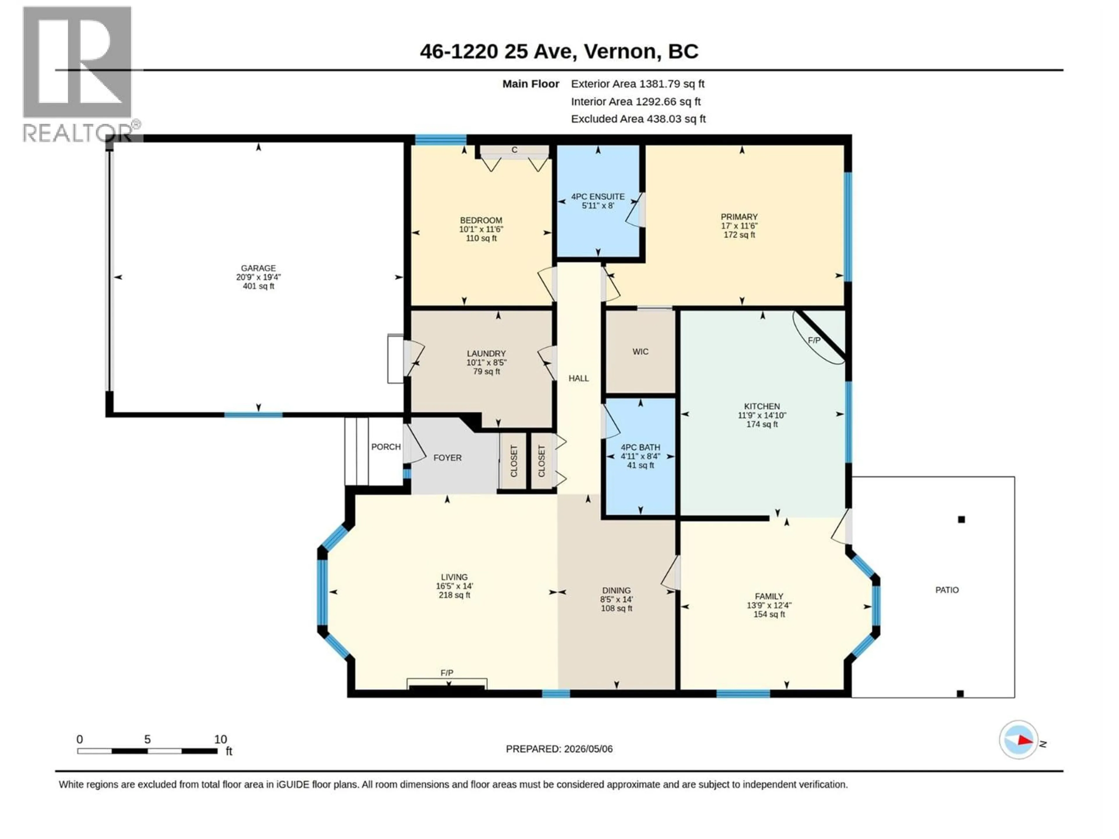 Floor plan for 46 - 1220 25 AVENUE, Vernon British Columbia V1T9A1