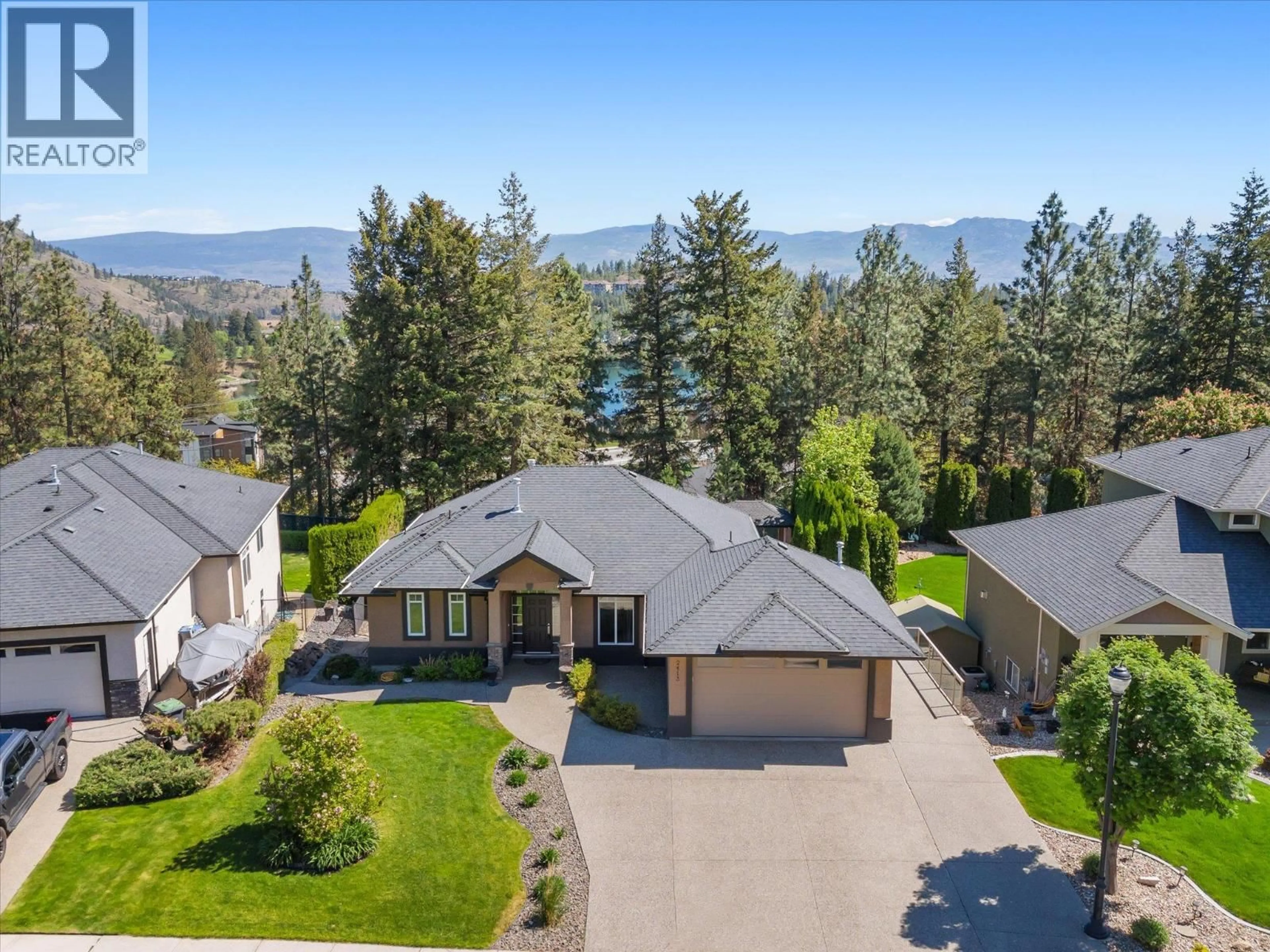 A pic from outside/outdoor area/front of a property/back of a property/a pic from drone, water/lake/river/ocean view for 2413 COBBLESTONE ROAD, West Kelowna British Columbia V4T3A7