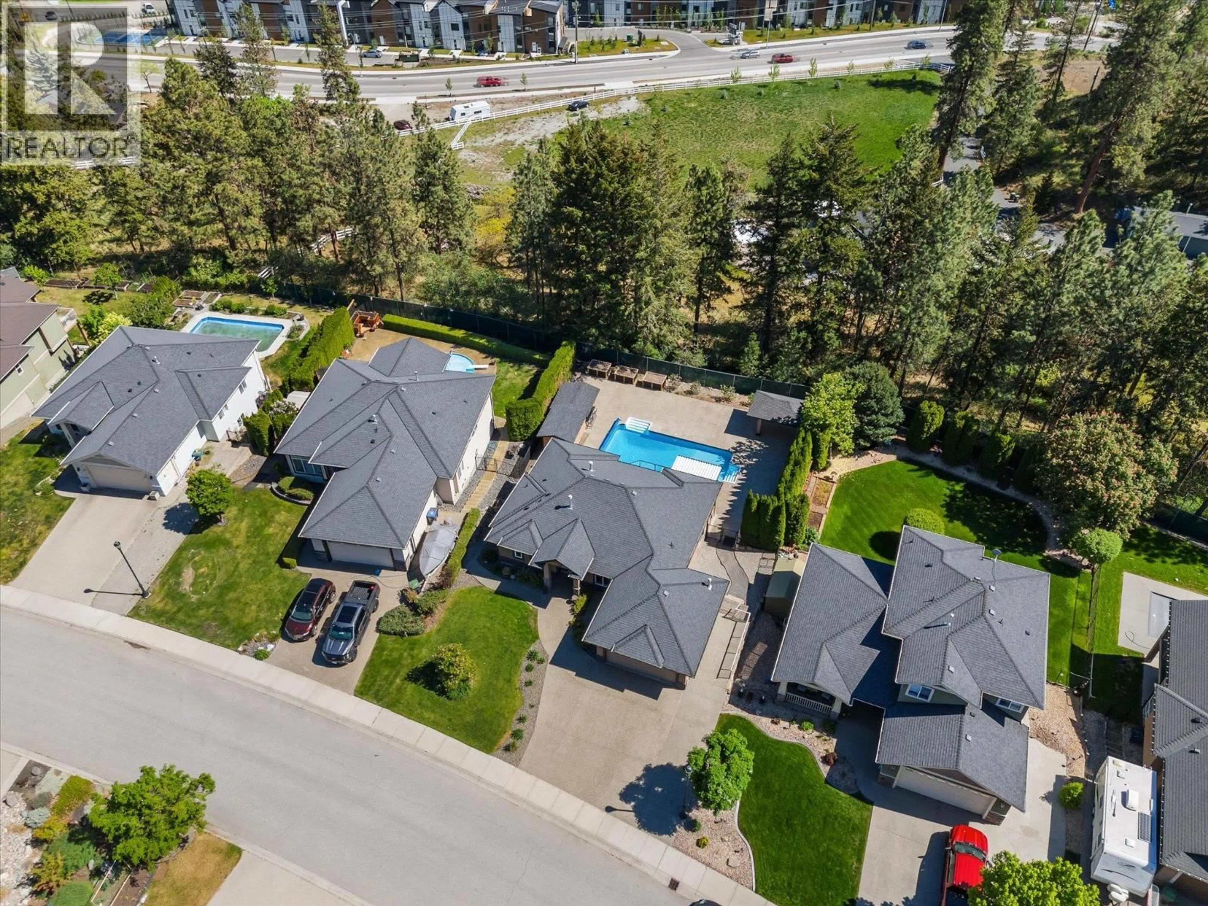 A pic from outside/outdoor area/front of a property/back of a property/a pic from drone, street for 2413 COBBLESTONE ROAD, West Kelowna British Columbia V4T3A7