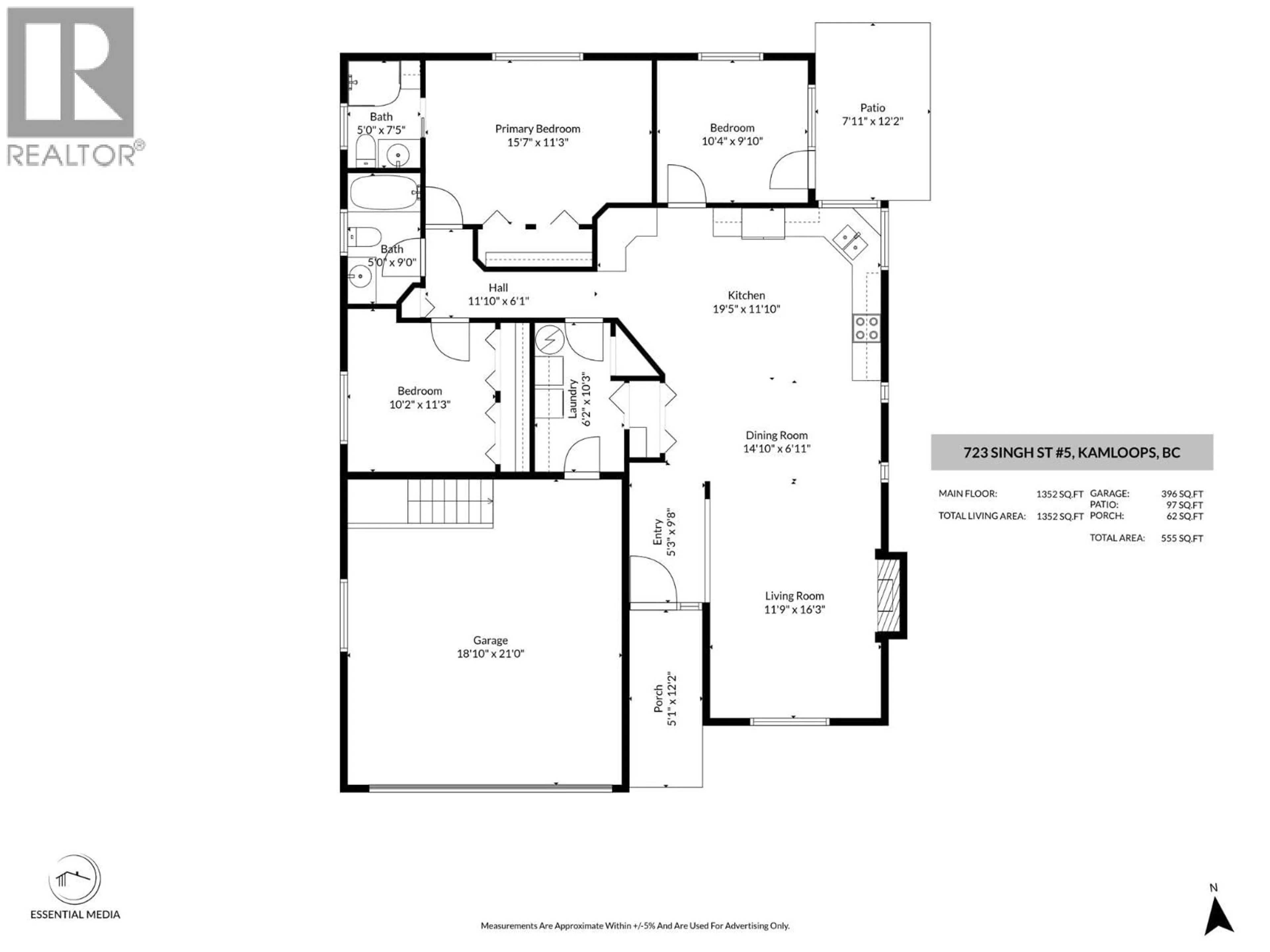 Floor plan for 5 - 723 SINGH STREET, Kamloops British Columbia V2C5C5