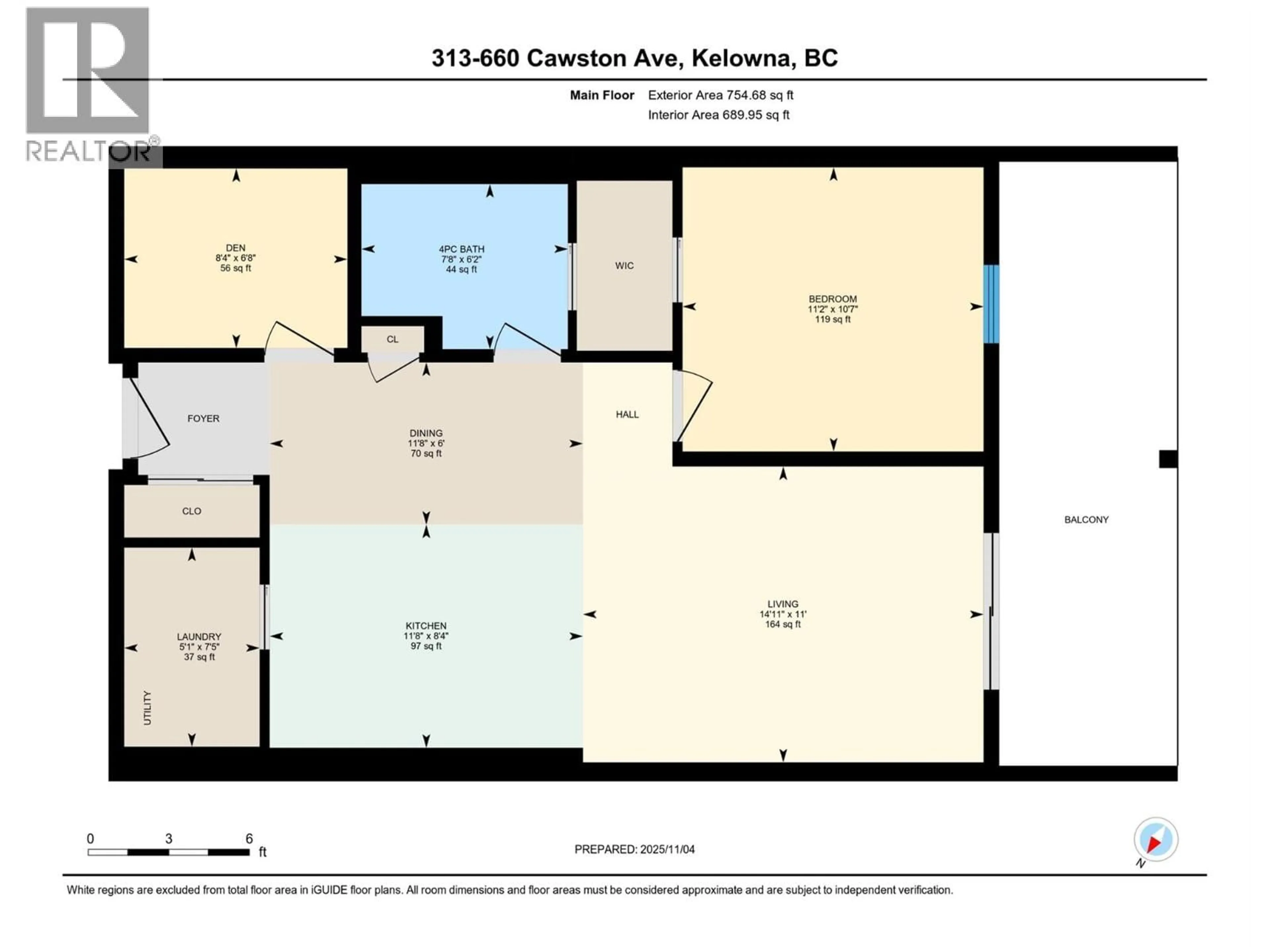 Floor plan for 313 - 660 CAWSTON AVENUE, Kelowna British Columbia V1Y6Z4