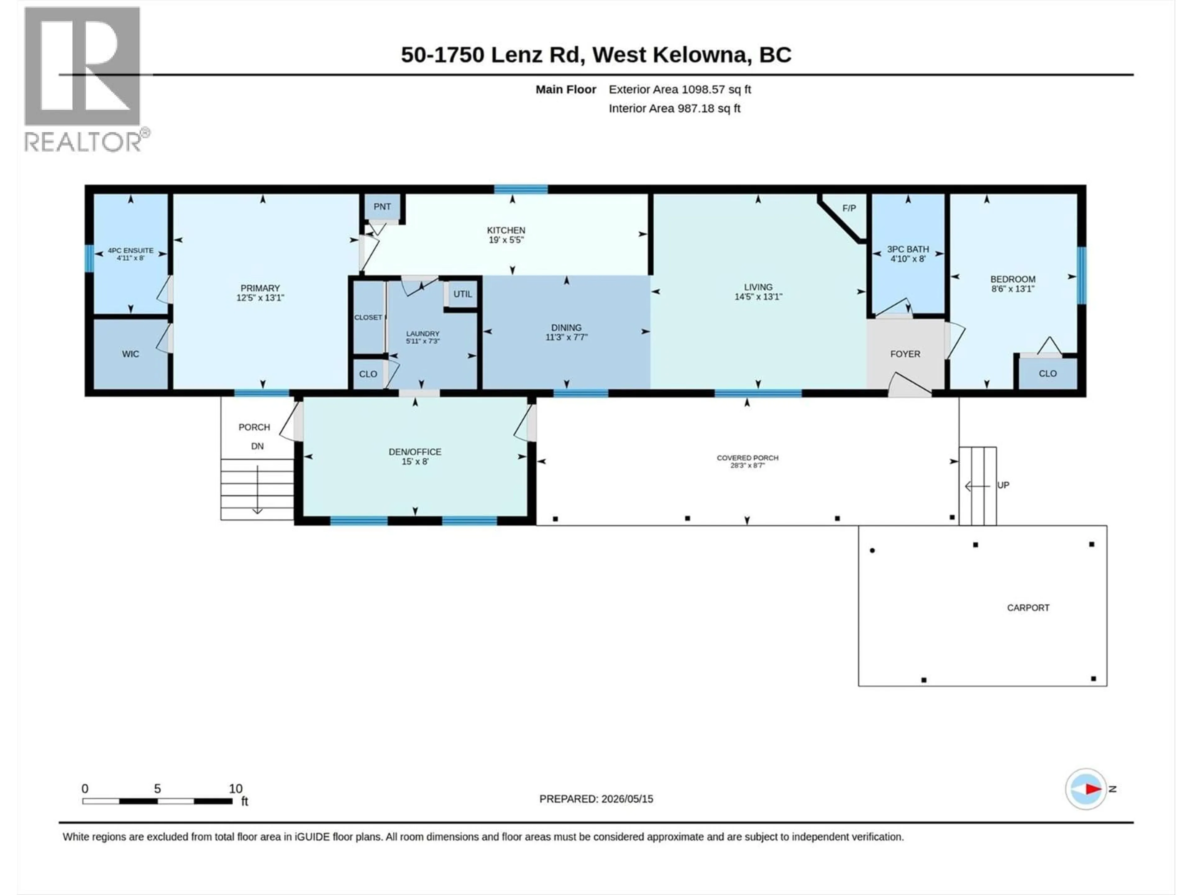 Floor plan for 50 - 1750 LENZ ROAD, West Kelowna British Columbia V1Z3N1