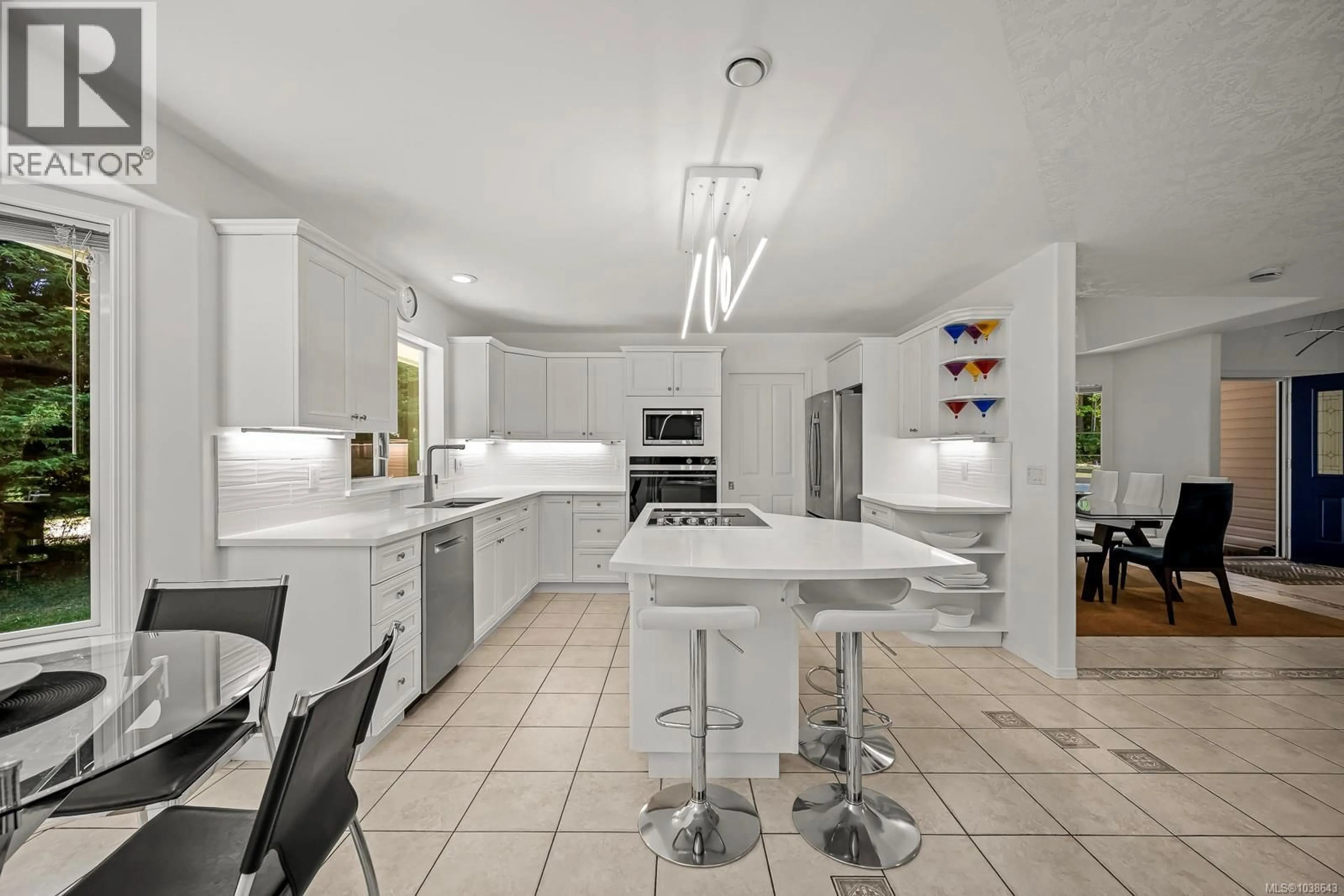 Contemporary kitchen, ceramic/tile floor for 5888 SEA TERRACE ROAD, Courtenay British Columbia V9J1W1