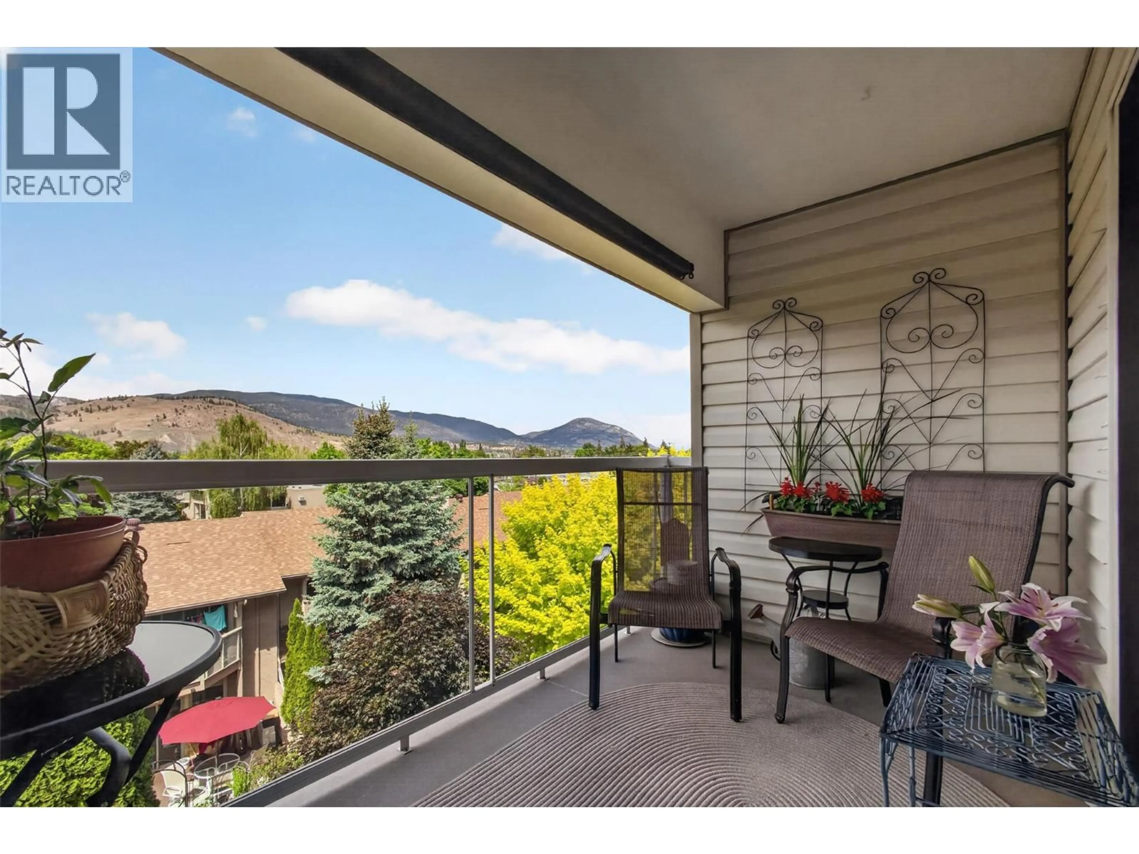 Balcony in the apartment, mountain view for 307 - 298 YORKTON AVENUE, Penticton British Columbia V2A3V5