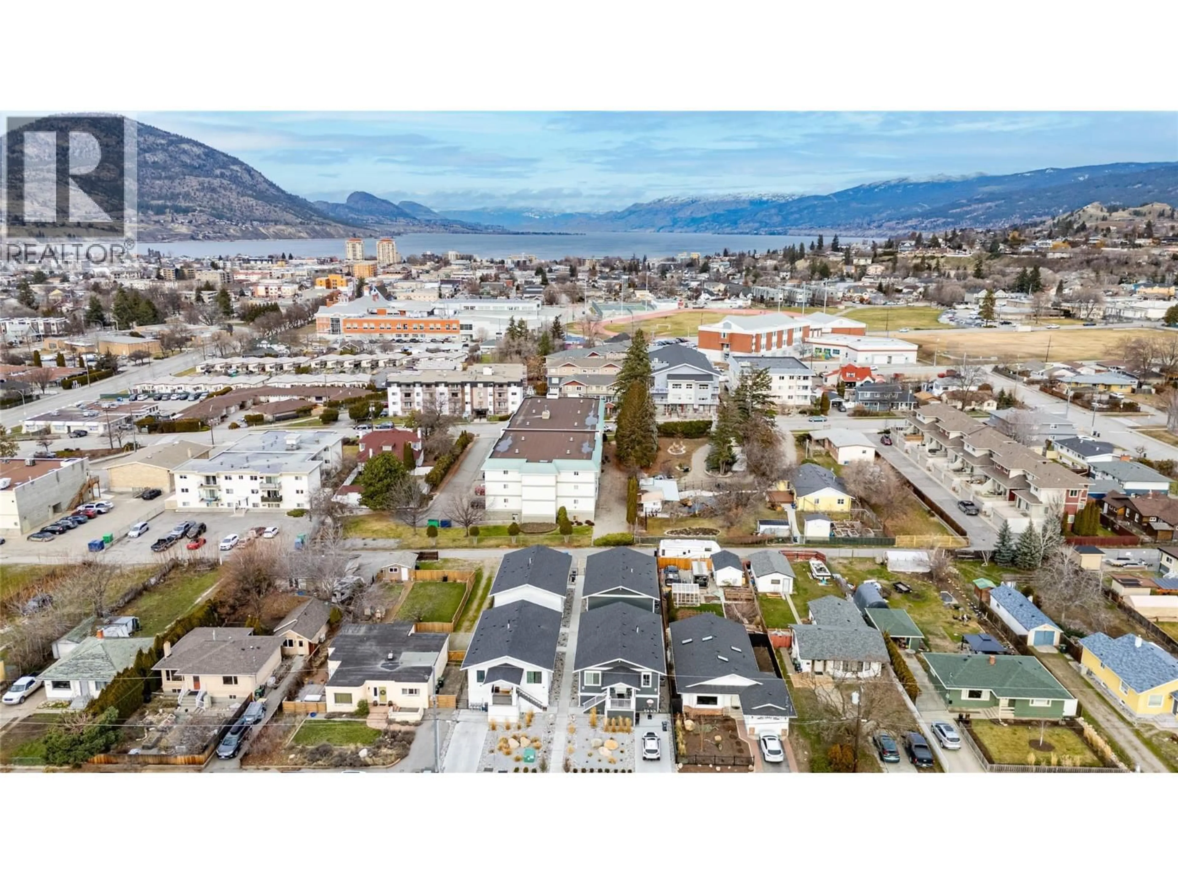 A pic from outside/outdoor area/front of a property/back of a property/a pic from drone, mountain view for 101 - 241 NELSON AVENUE, Penticton British Columbia V2A2L1