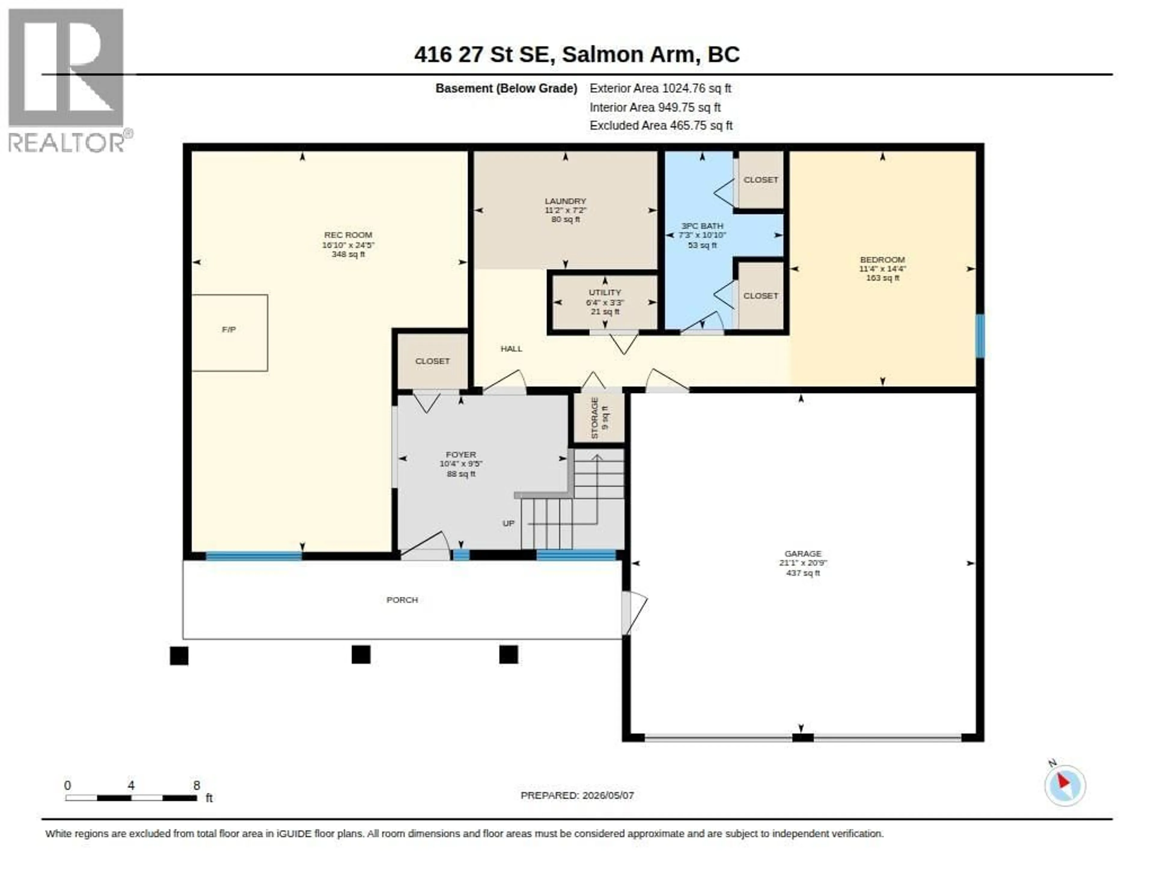 Floor plan for 416 27 STREET SOUTHEAST, Salmon Arm British Columbia V1E1K7