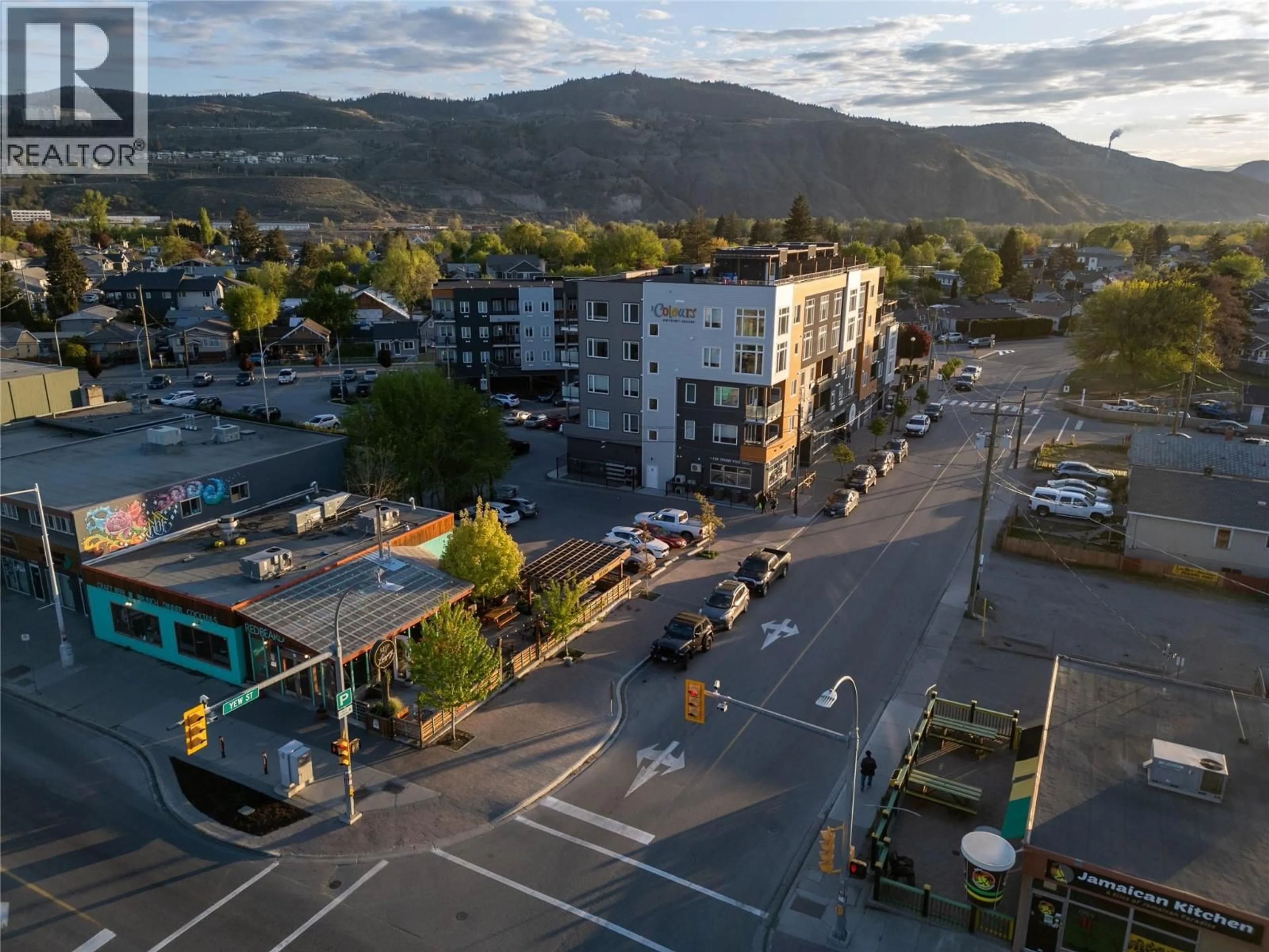 A pic from outside/outdoor area/front of a property/back of a property/a pic from drone, mountain view for 505 - 107 YEW STREET, Kamloops British Columbia V2B4A1