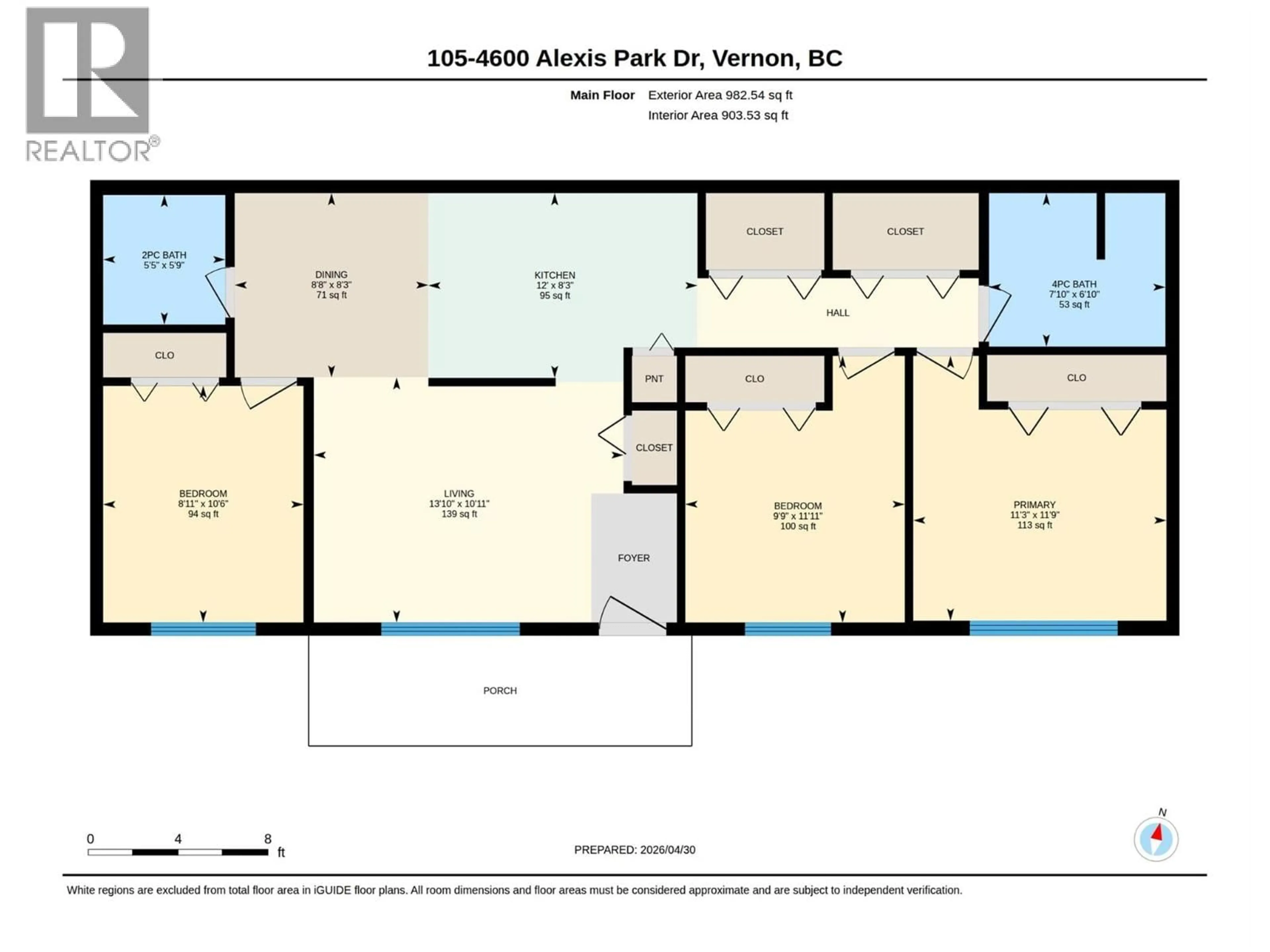 Floor plan for 105 - 4202 ALEXIS PARK DRIVE, Vernon British Columbia V1T6H3