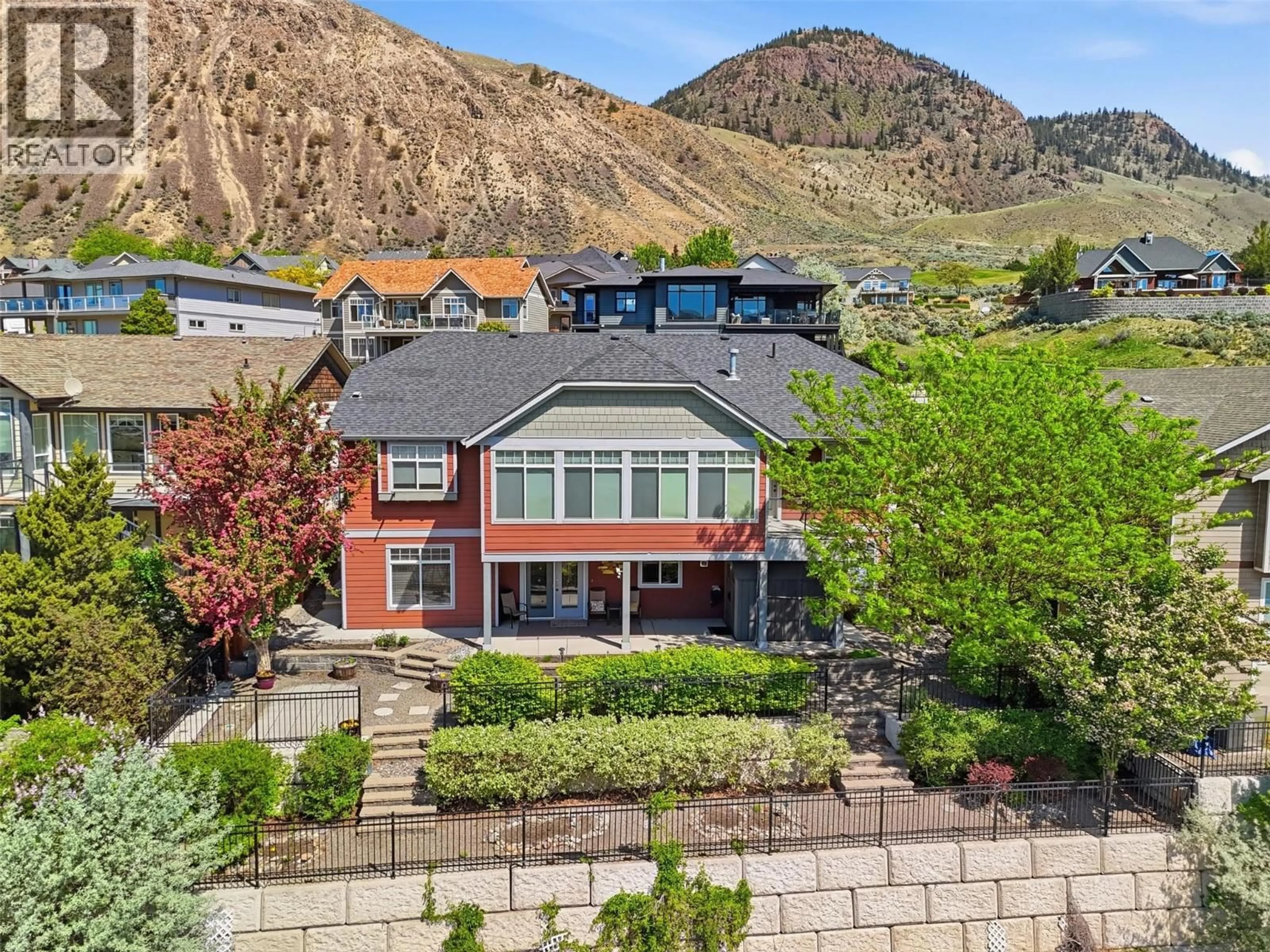 A pic from outside/outdoor area/front of a property/back of a property/a pic from drone, mountain view for 536 TRILLIUM DRIVE, Kamloops British Columbia V2H1R8