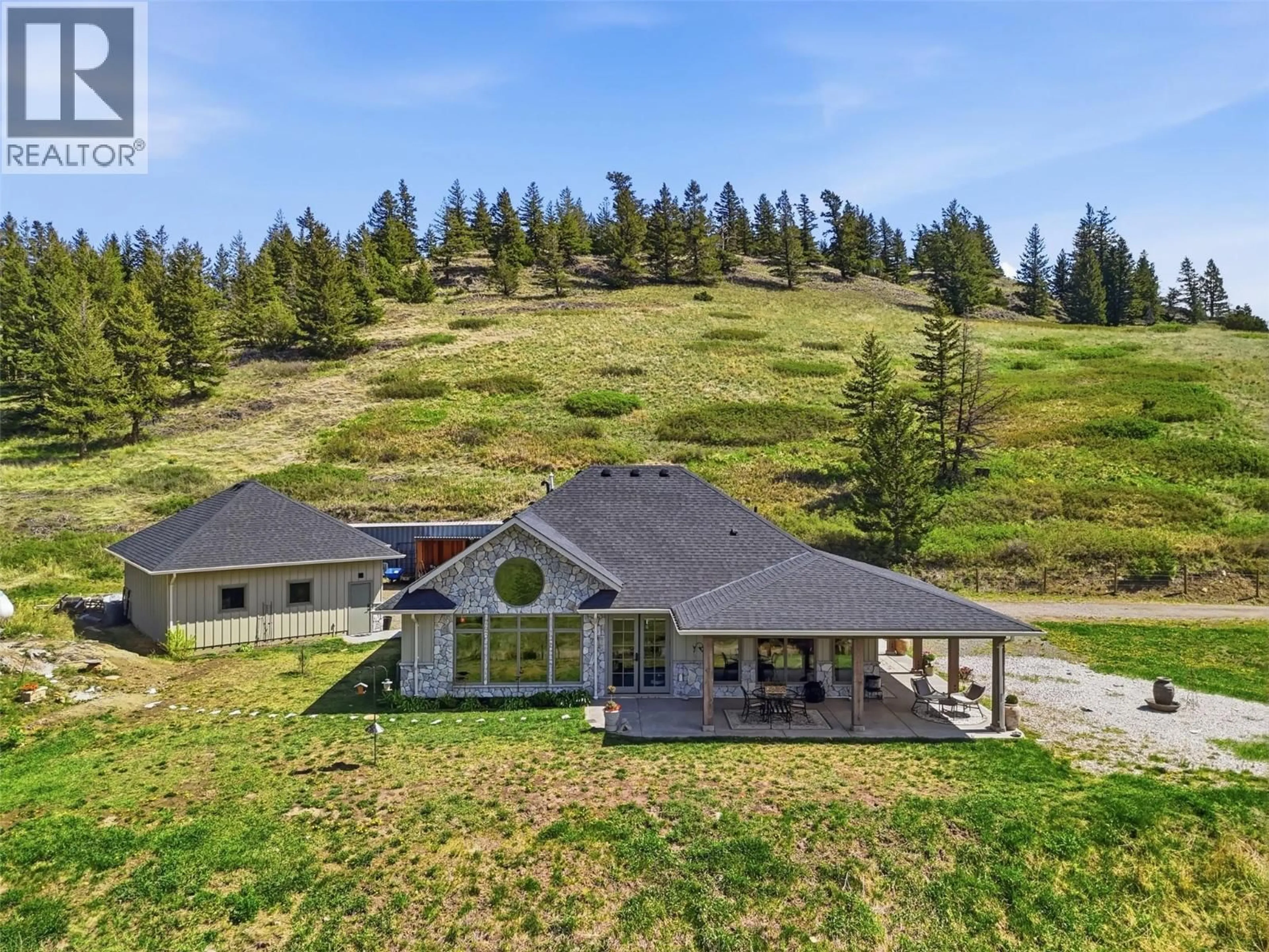 A pic from outside/outdoor area/front of a property/back of a property/a pic from drone, mountain view for 2644 ROSE HILL ROAD, Kamloops British Columbia V2E2S8