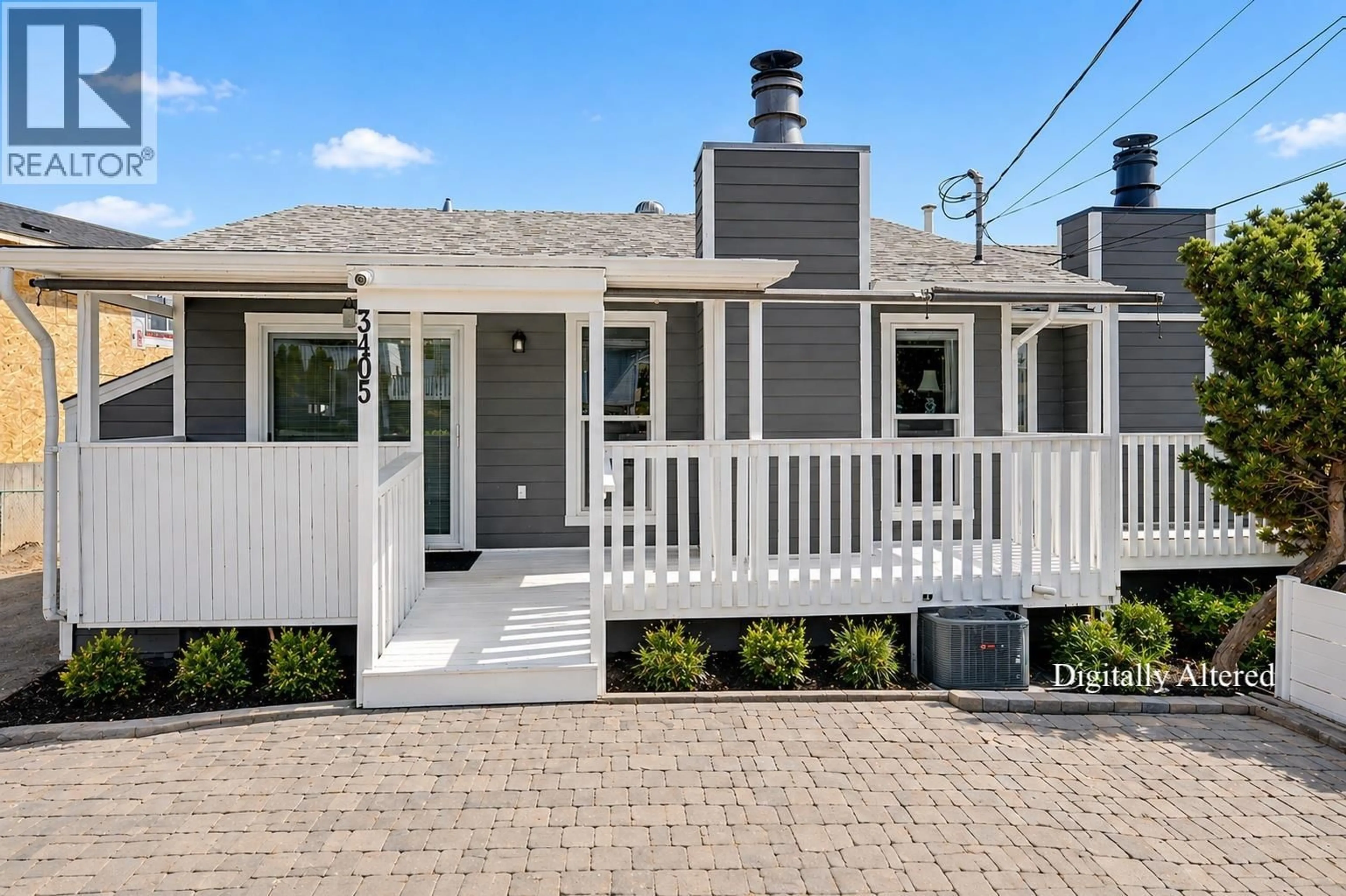 Home with vinyl exterior material, street for 3405 LOGAN ROAD, West Kelowna British Columbia V4T1N4