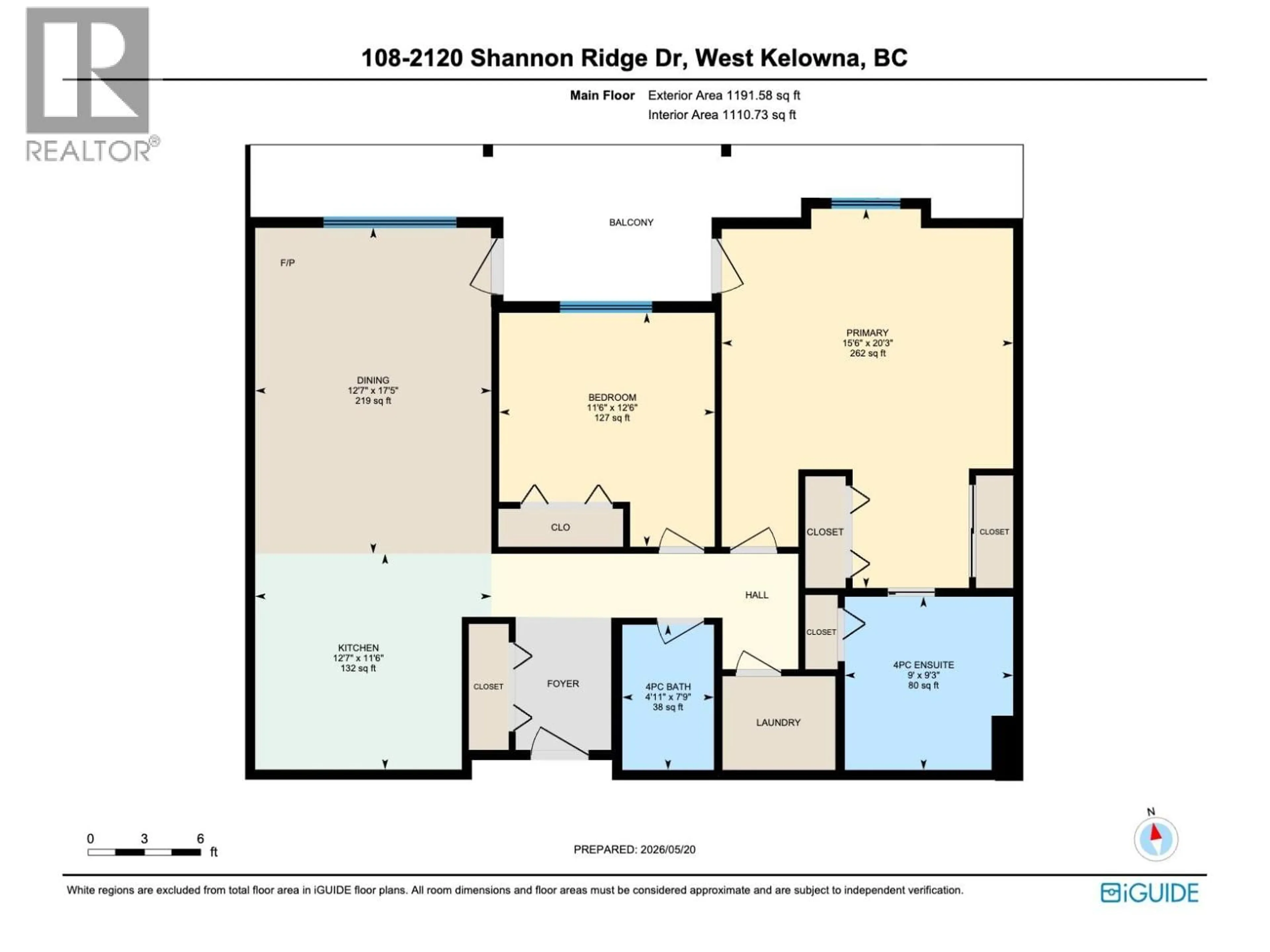 Floor plan for 108 - 2120 SHANNON RIDGE DRIVE, West Kelowna British Columbia V4T2Z3