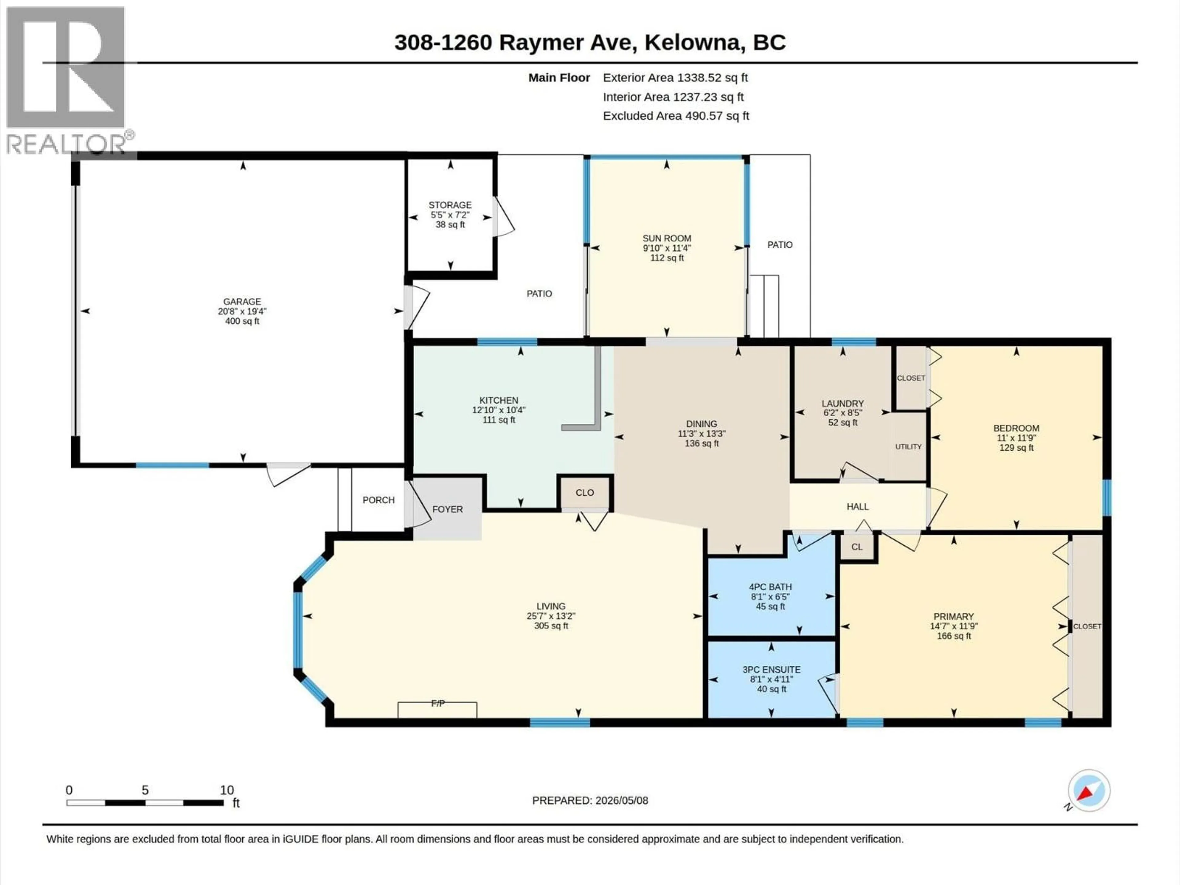 Floor plan for 308 - 1260 RAYMER AVENUE, Kelowna British Columbia V1W3S8