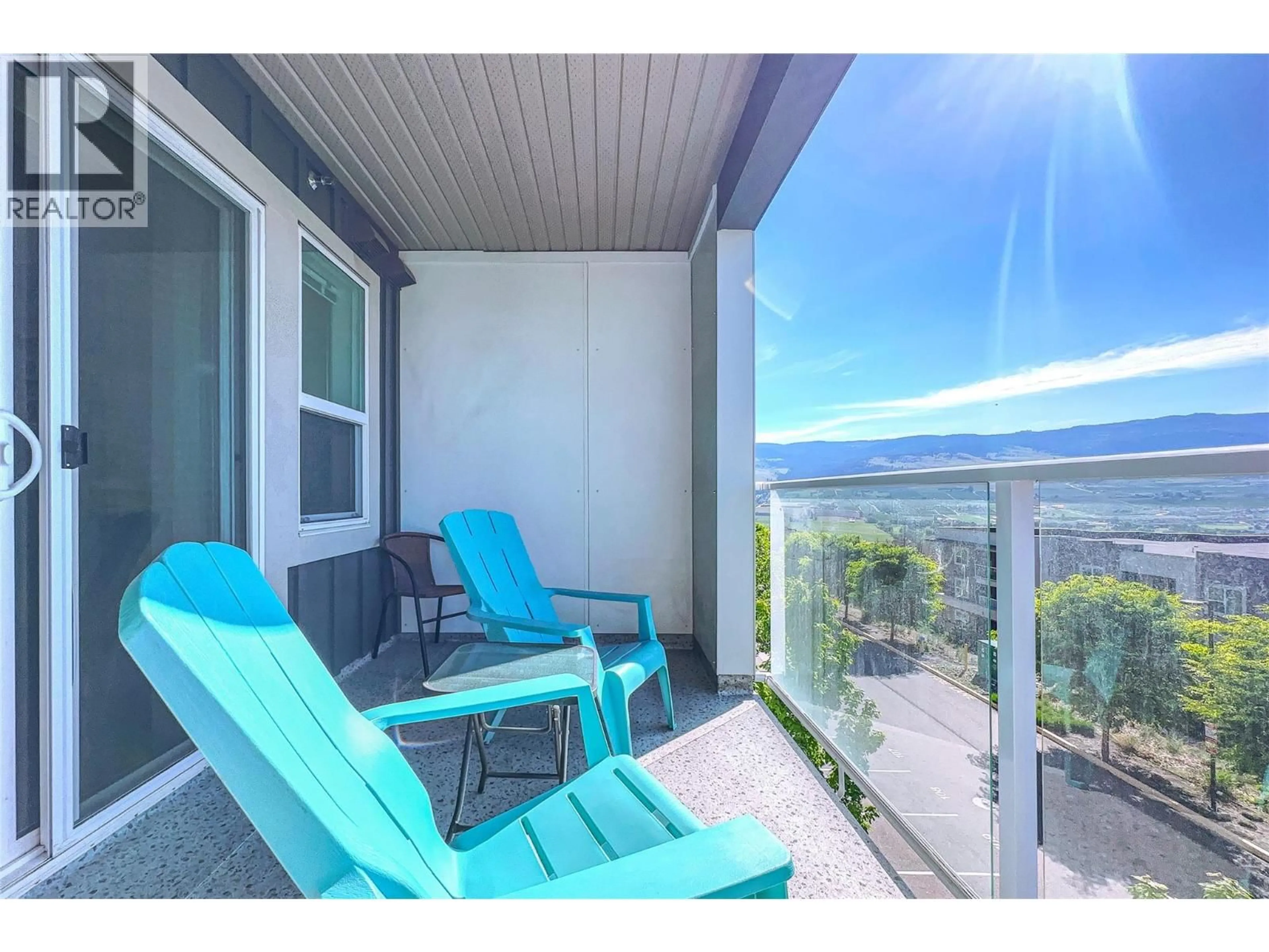 Balcony in the apartment, water/lake/river/ocean view for PH5 - 725 ACADEMY WAY, Kelowna British Columbia V1V0B4