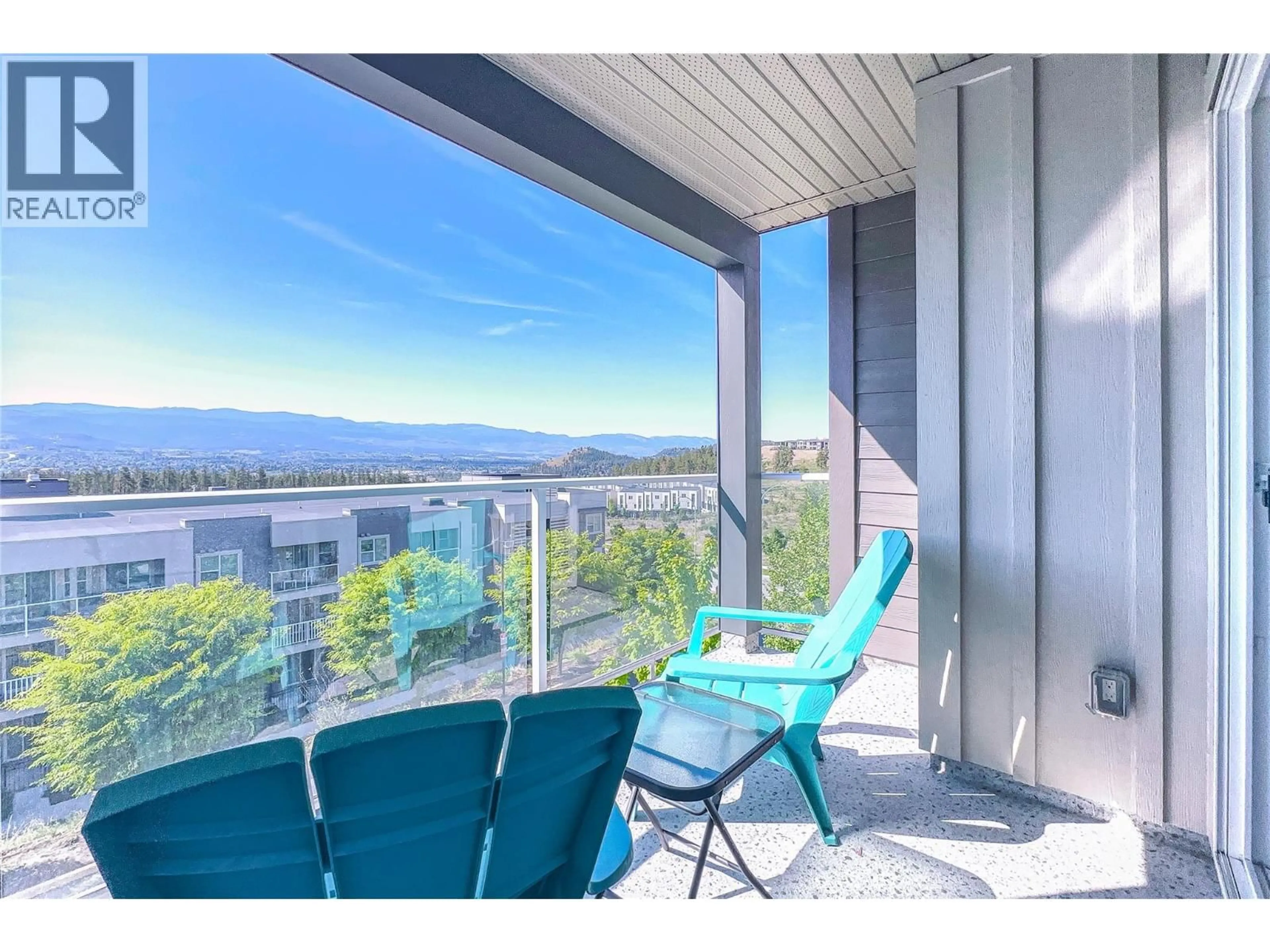 Balcony in the apartment, water/lake/river/ocean view for PH5 - 725 ACADEMY WAY, Kelowna British Columbia V1V0B4