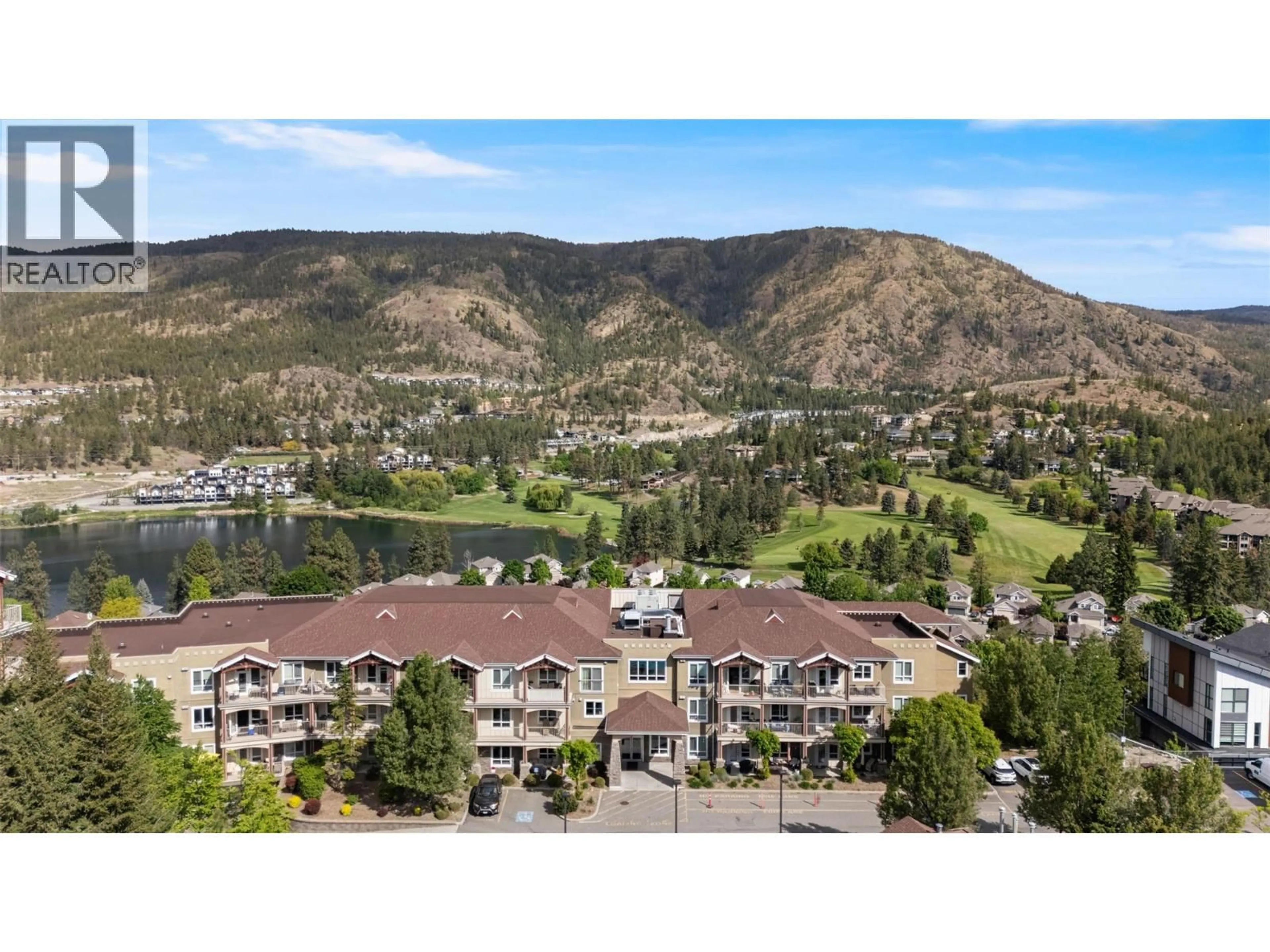 A pic from outside/outdoor area/front of a property/back of a property/a pic from drone, mountain view for 3205 - 1990 UPPER SUNDANCE DRIVE, West Kelowna British Columbia V4T3E7