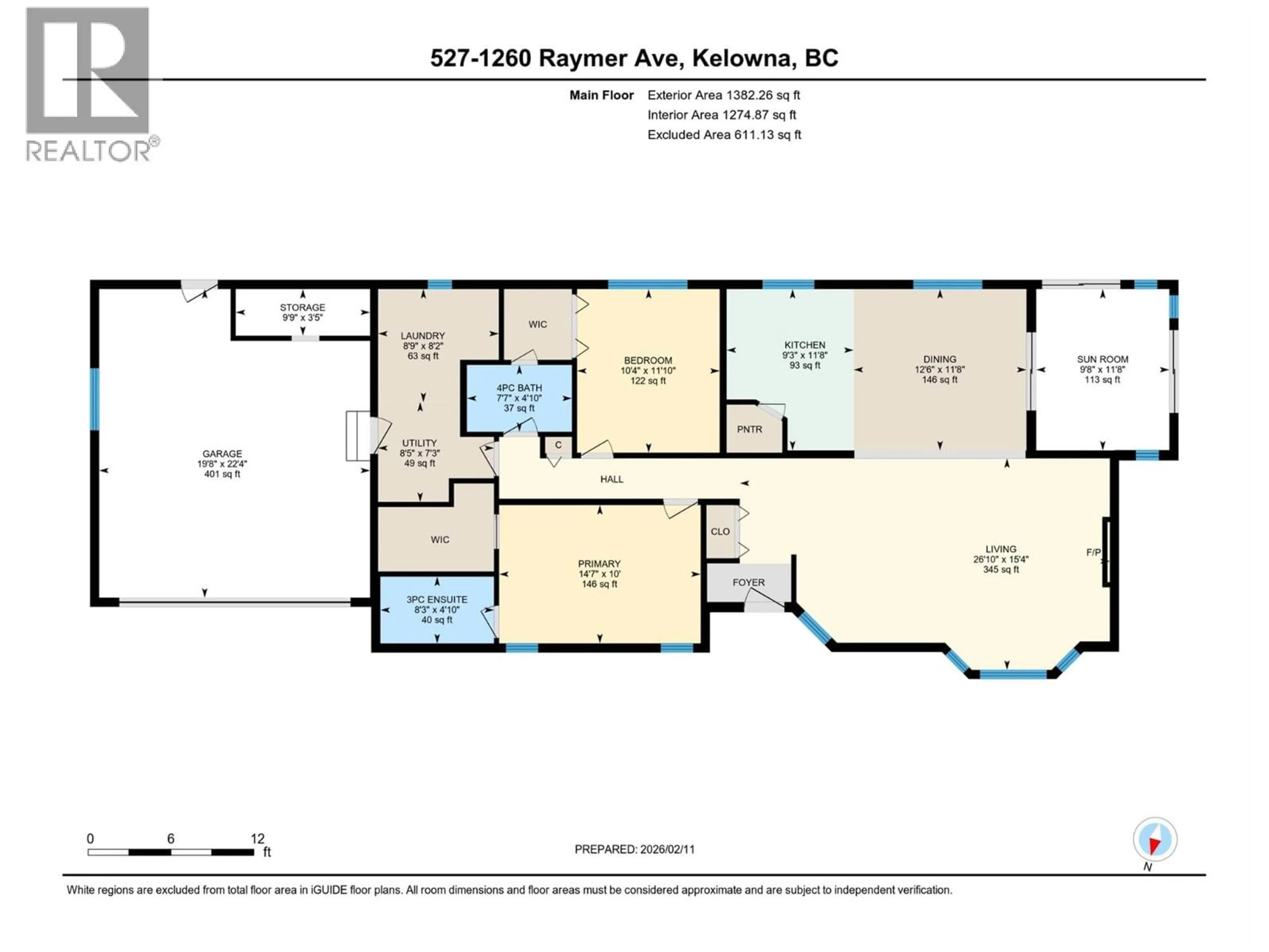 Floor plan for 527 - 1255 RAYMER AVENUE, Kelowna British Columbia V1W3S3