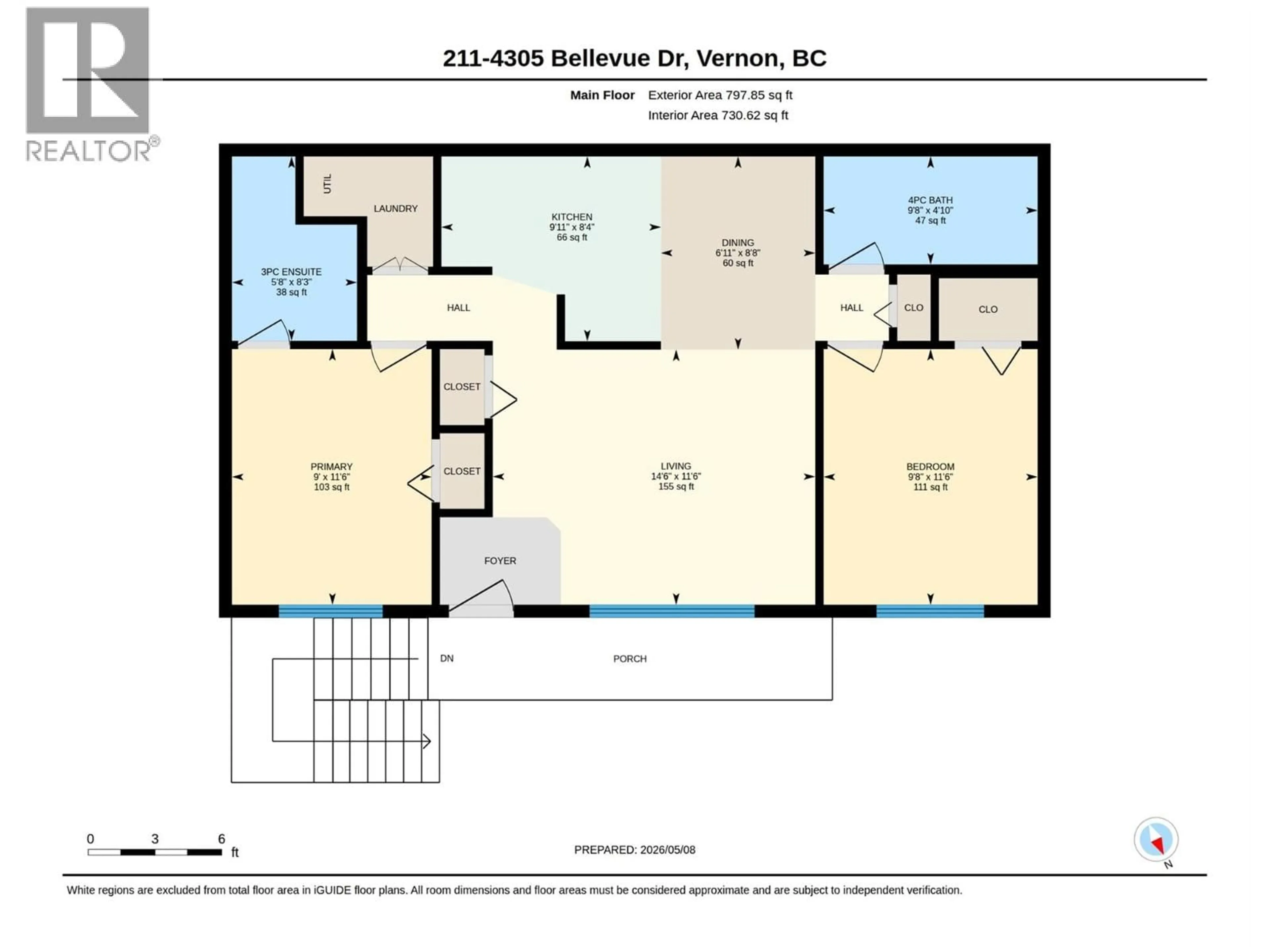 Floor plan for 211 - 4305 BELLEVUE DRIVE, Vernon British Columbia V1T9J2