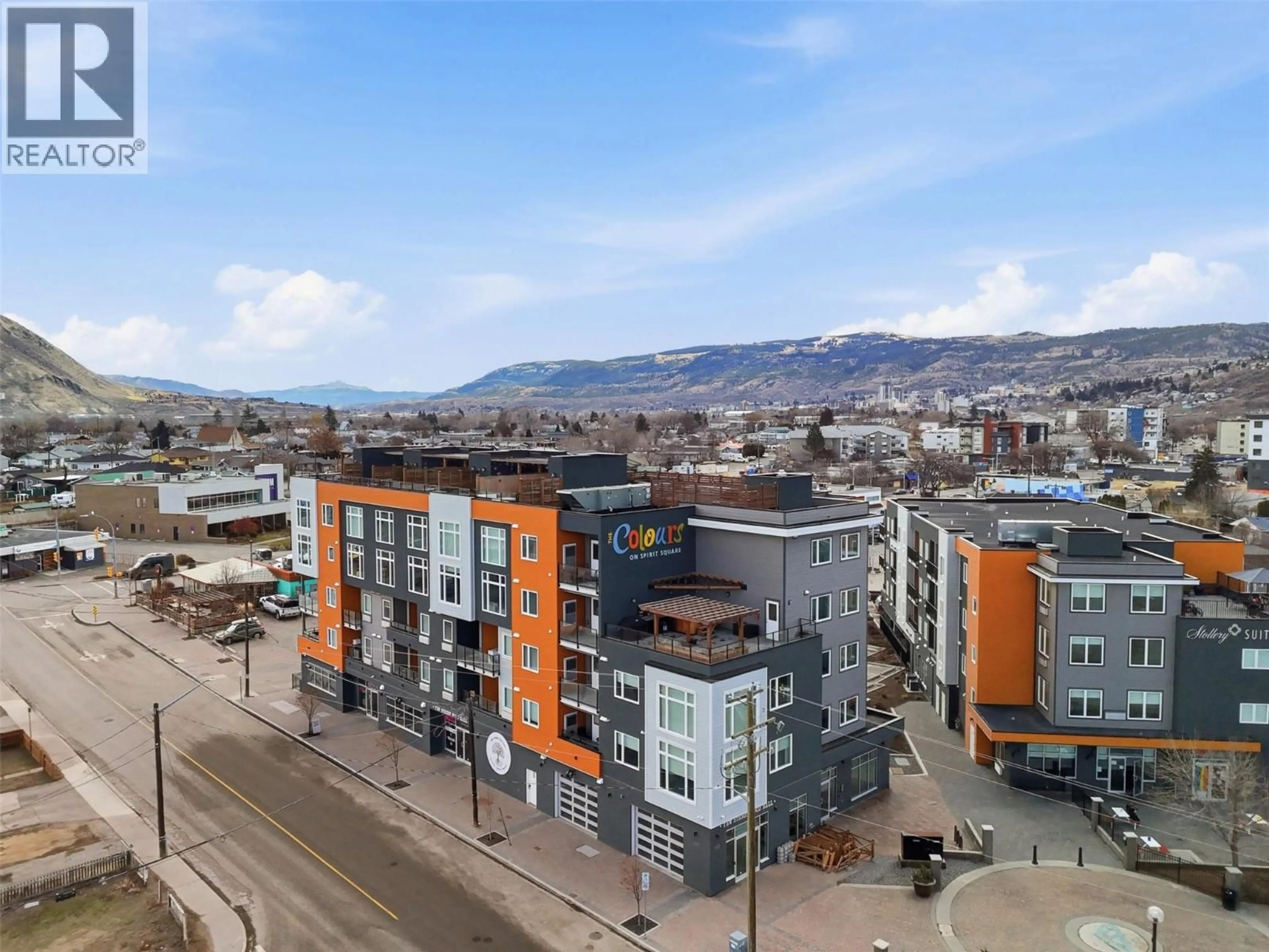 A pic from outside/outdoor area/front of a property/back of a property/a pic from drone, city buildings view from balcony for 301 - 107 YEW STREET, Kamloops British Columbia V2B4A1