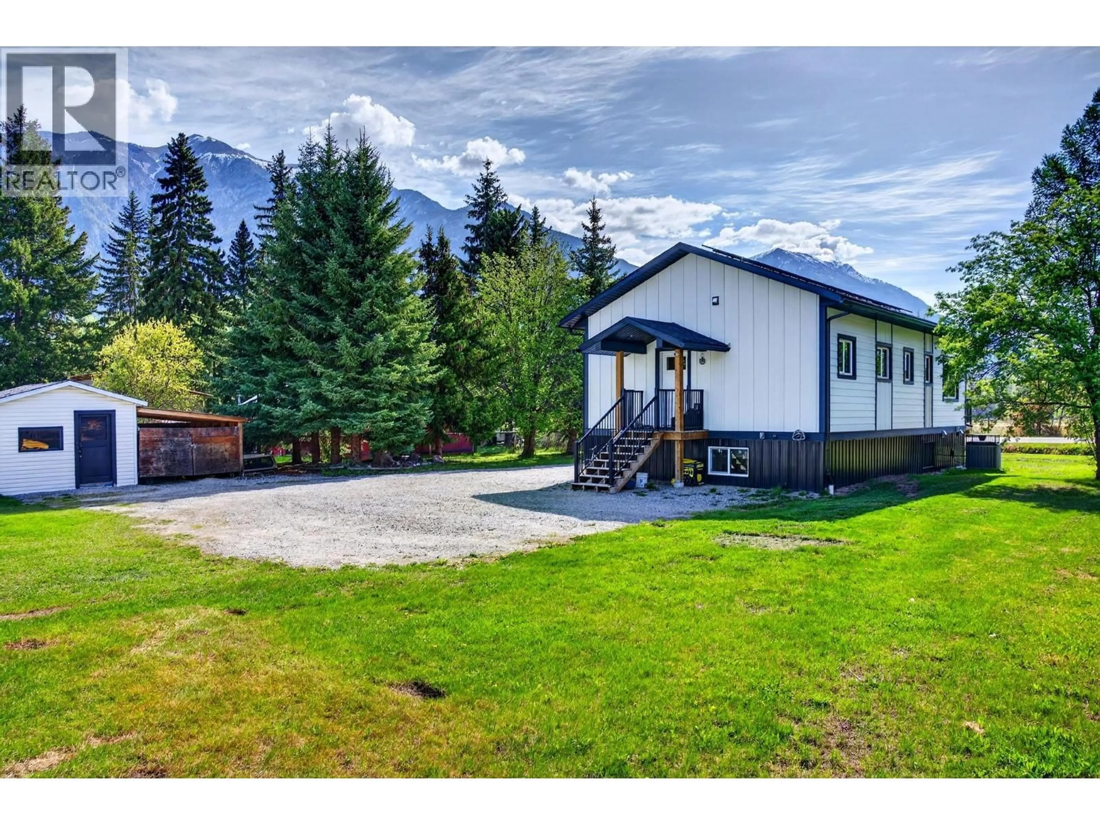 A pic from outside/outdoor area/front of a property/back of a property/a pic from drone, mountain view for 888 CANYON CREEK ROAD, Golden British Columbia V0A1H2