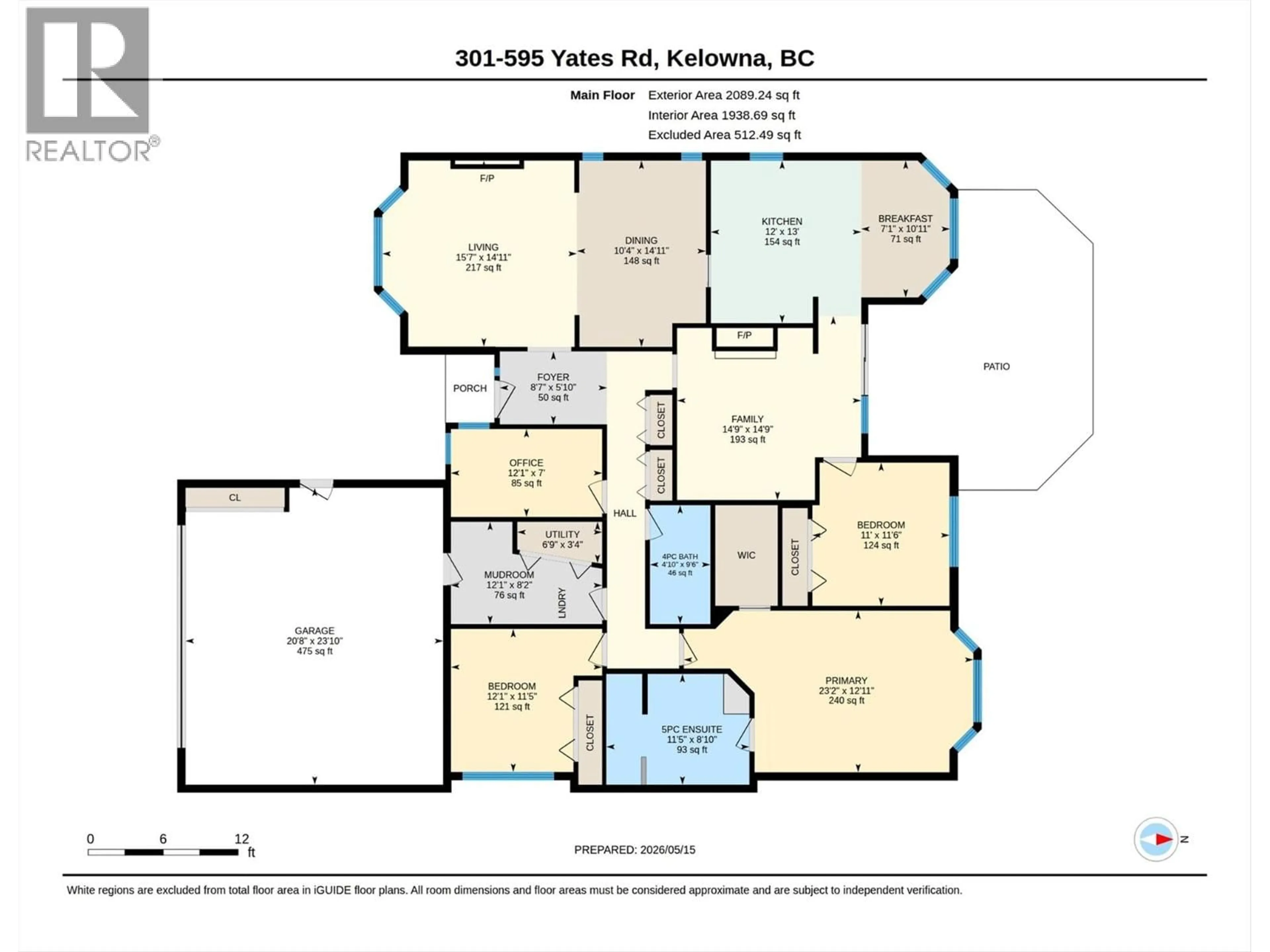 Floor plan for 301 - 595 YATES ROAD, Kelowna British Columbia V1V1P8